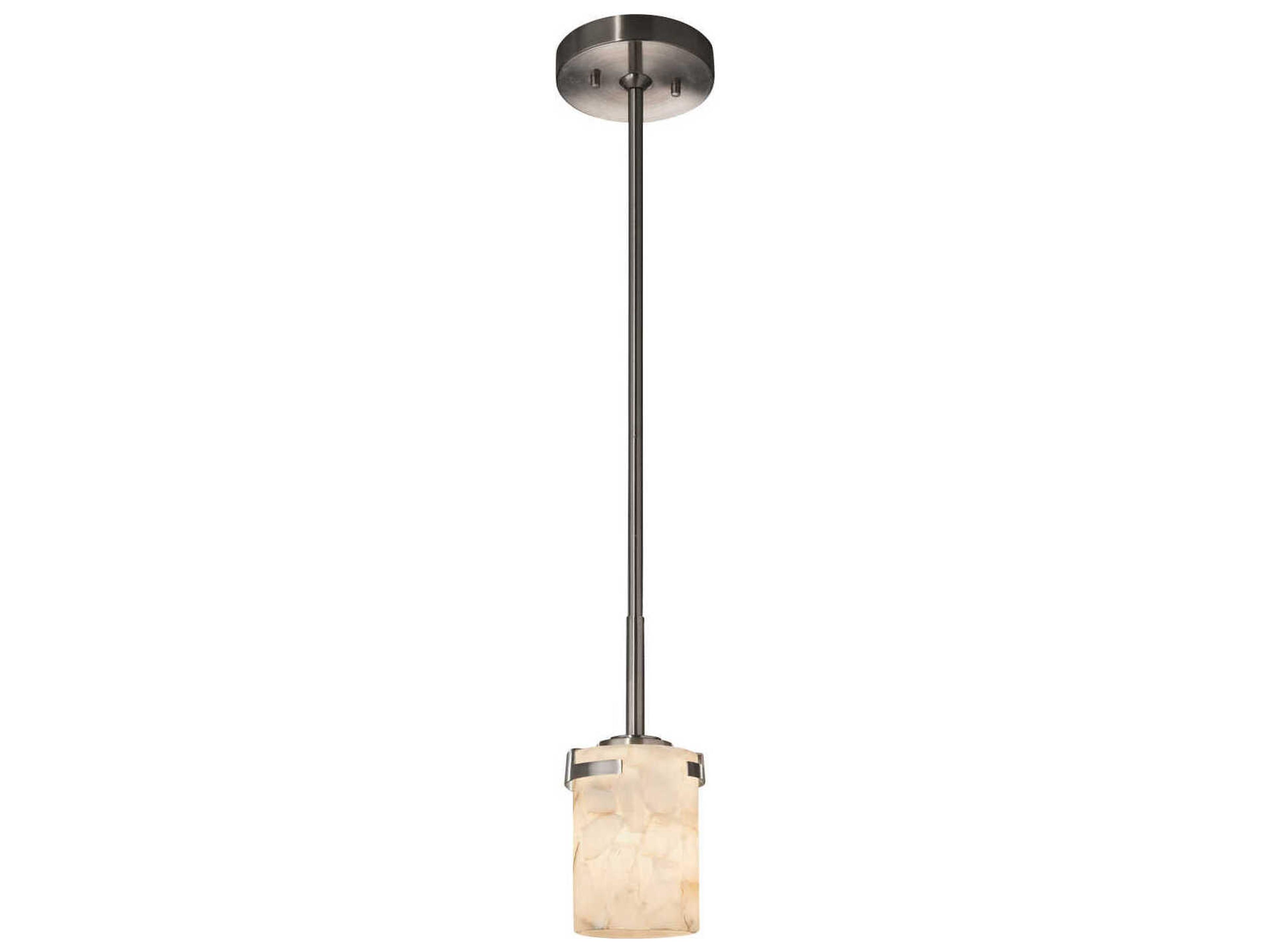 Alabaster Rocks 1-Light Nickel Cylinder Mini Pendant