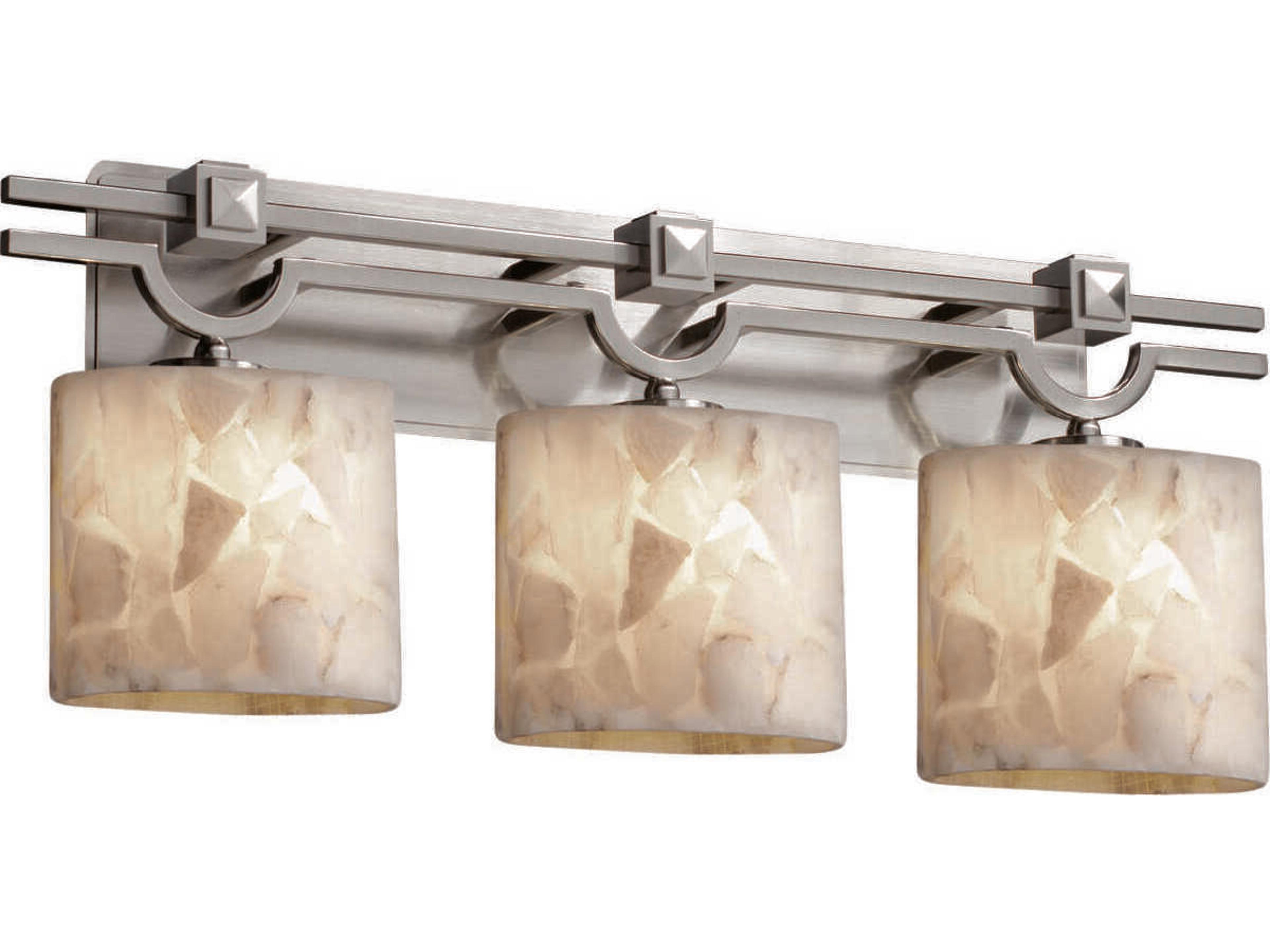 Alabaster Rocks 3-Light Nickel Vanity Light