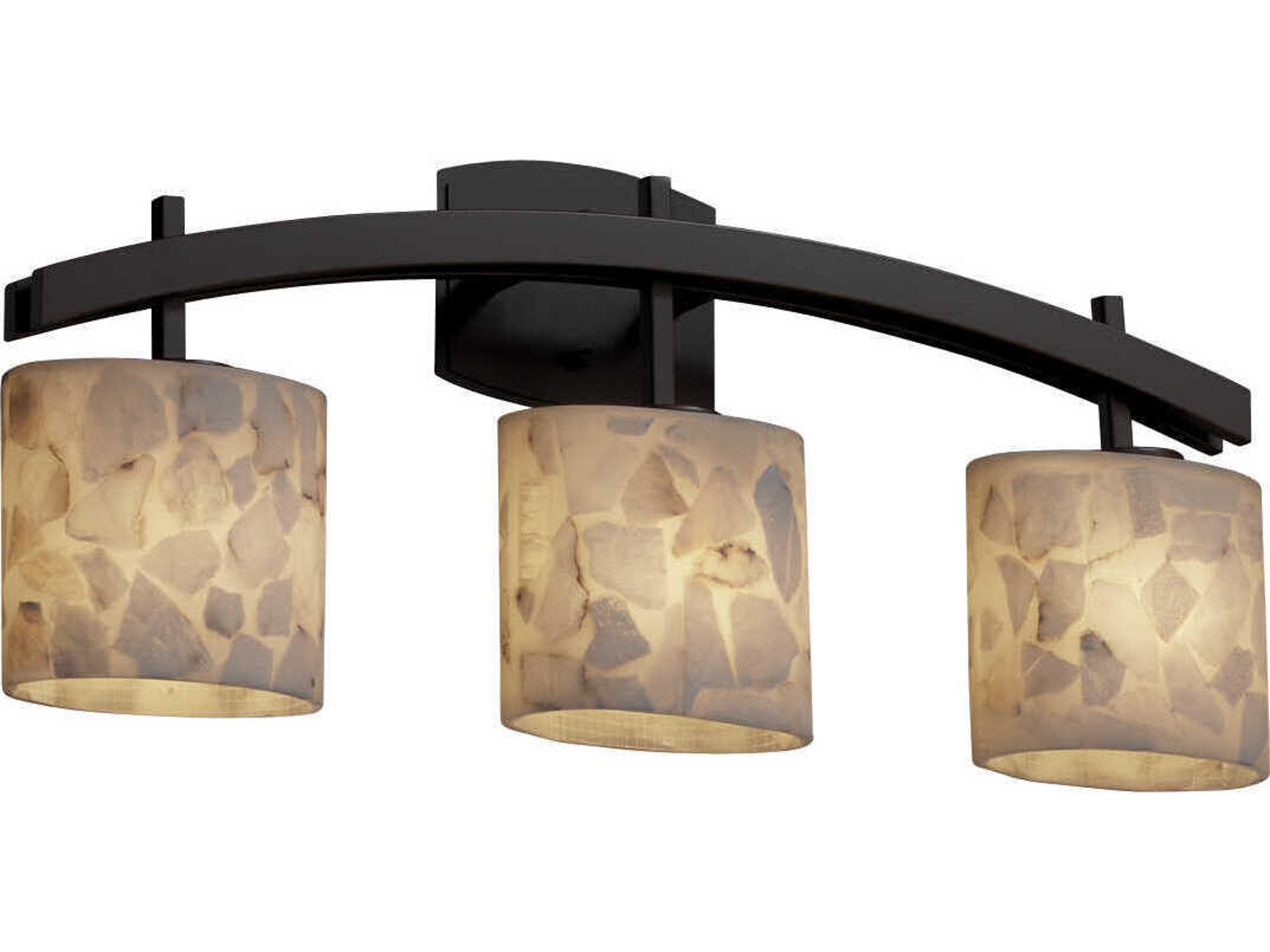 Alabaster Rocks 3-Light Black Vanity Light