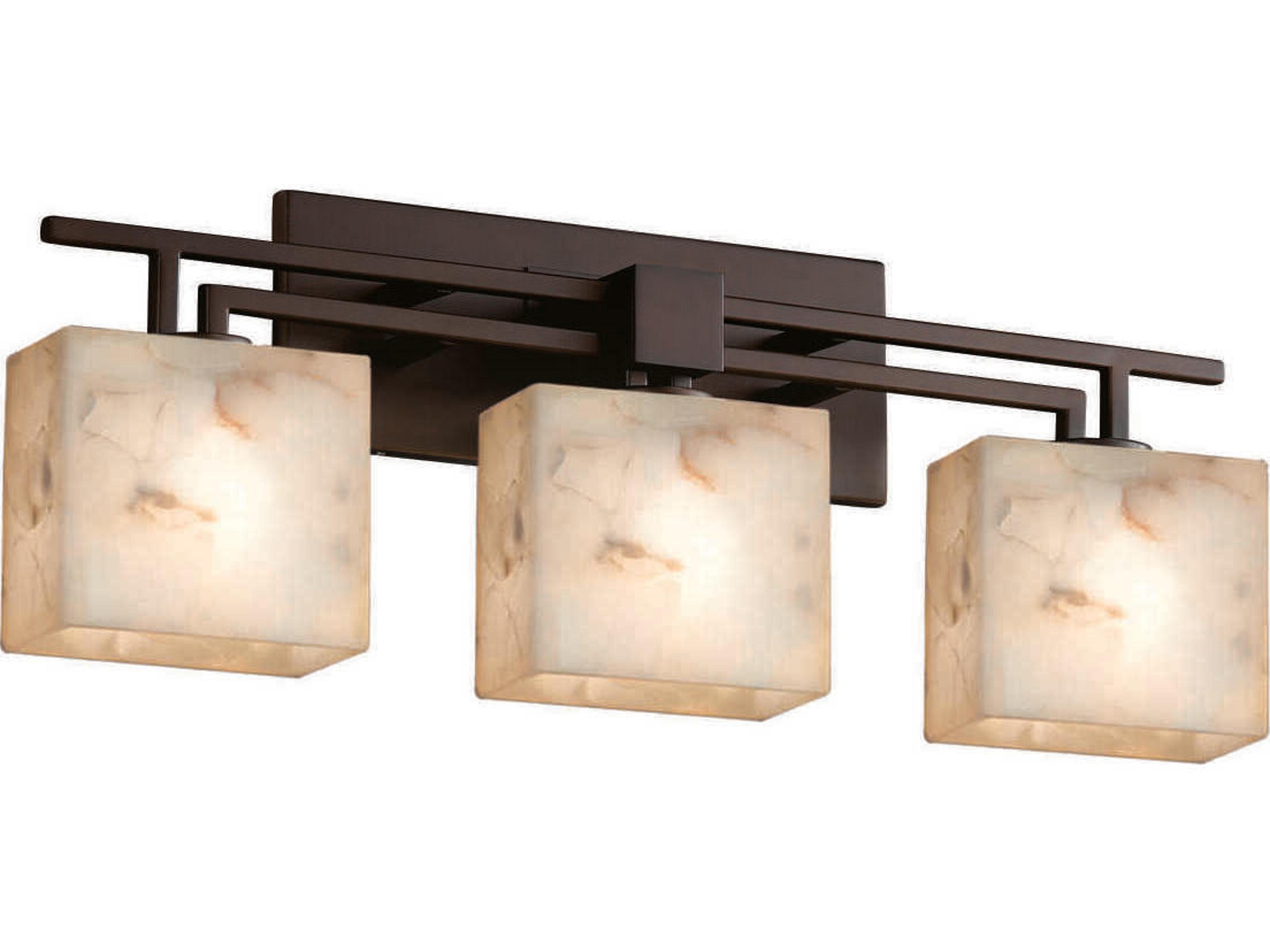 Justice Design Group Alabaster Rocks 3-Light Bronze Vanity Light