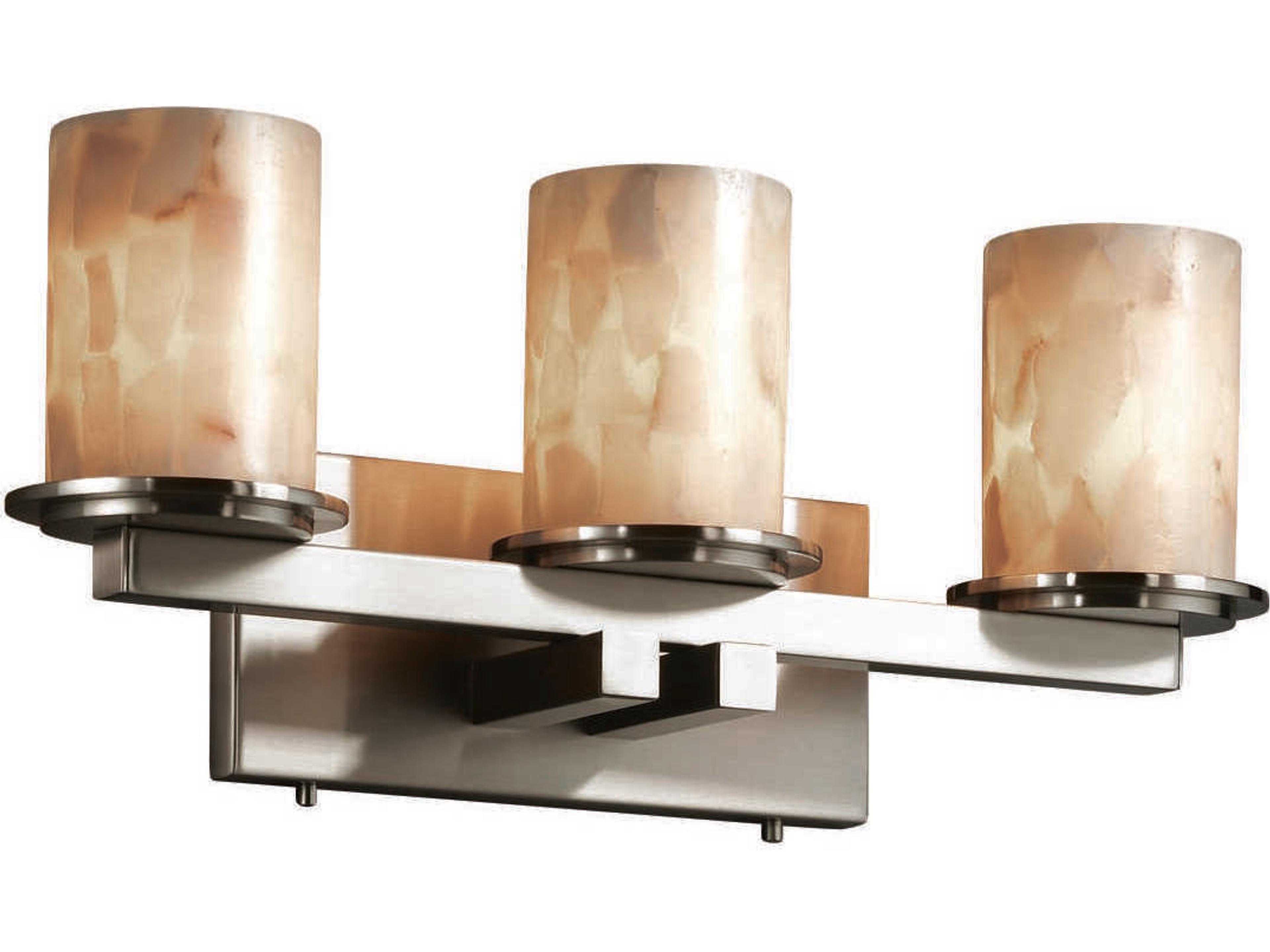 Alabaster Rocks 3-Light Nickel Vanity Light