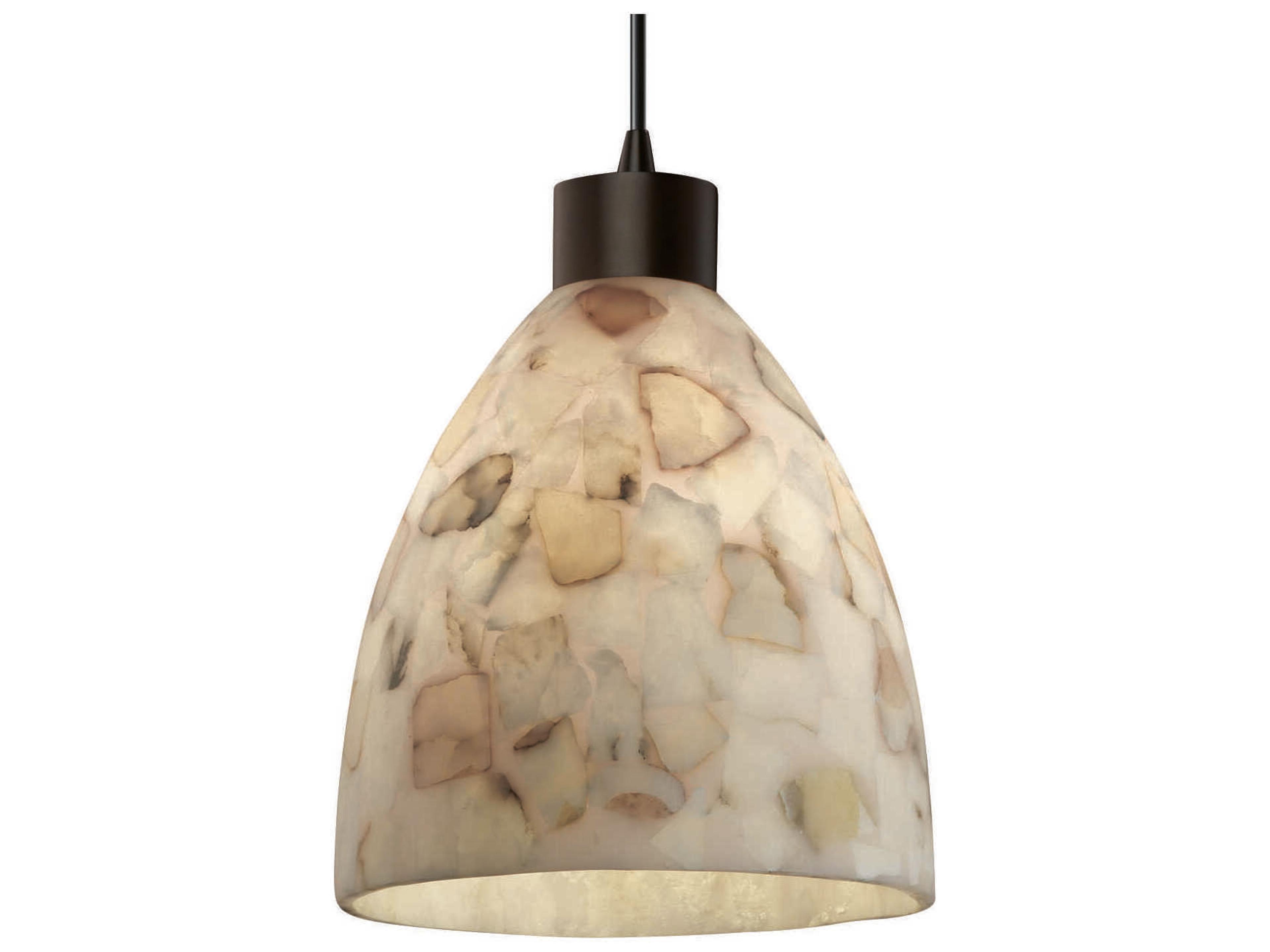 Justice Design Group Alabaster Rocks 1-Light Bronze Bell Mini Pendant