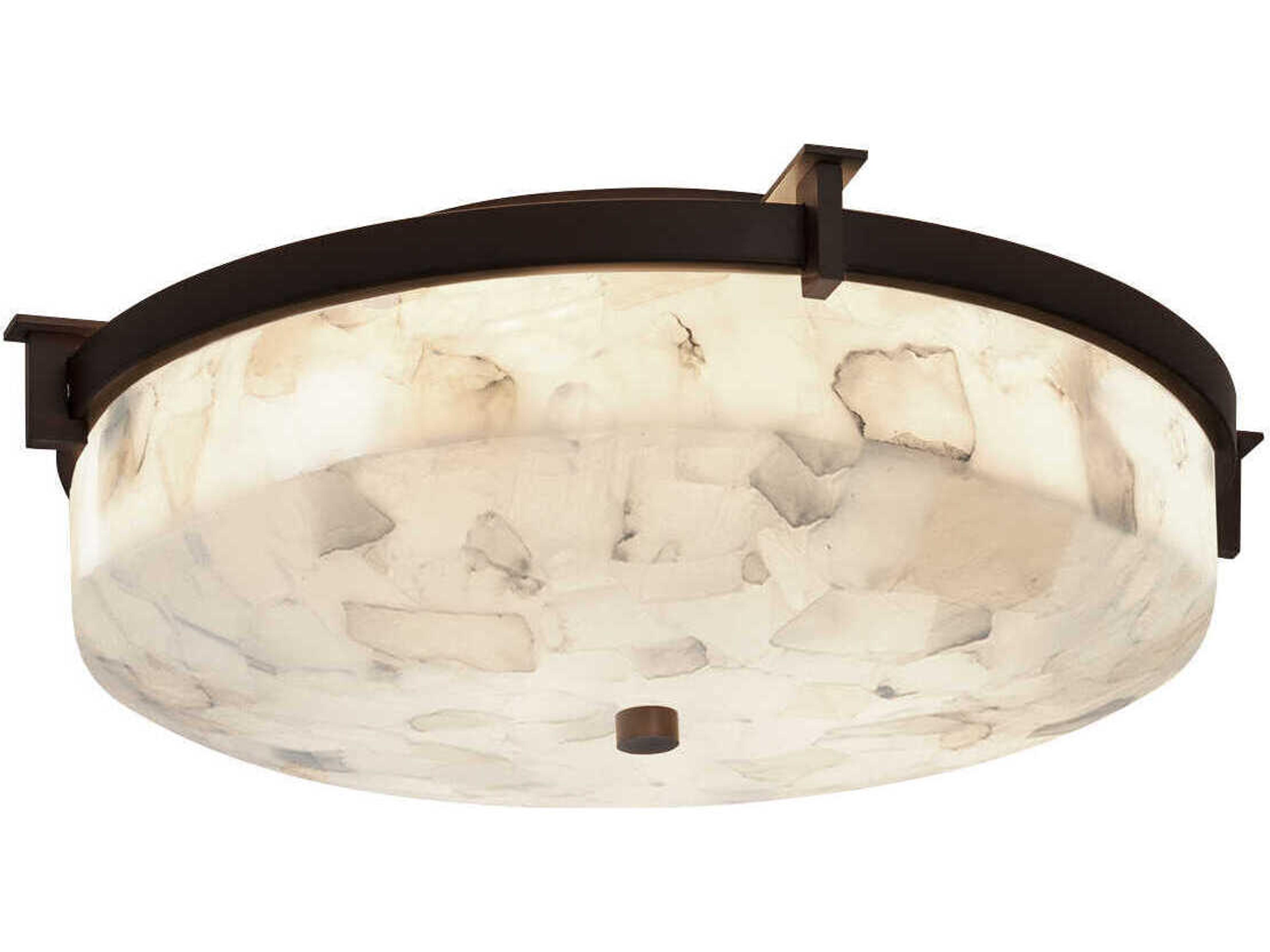 Alabaster Rocks 2-Light Bronze Round Flush Mount