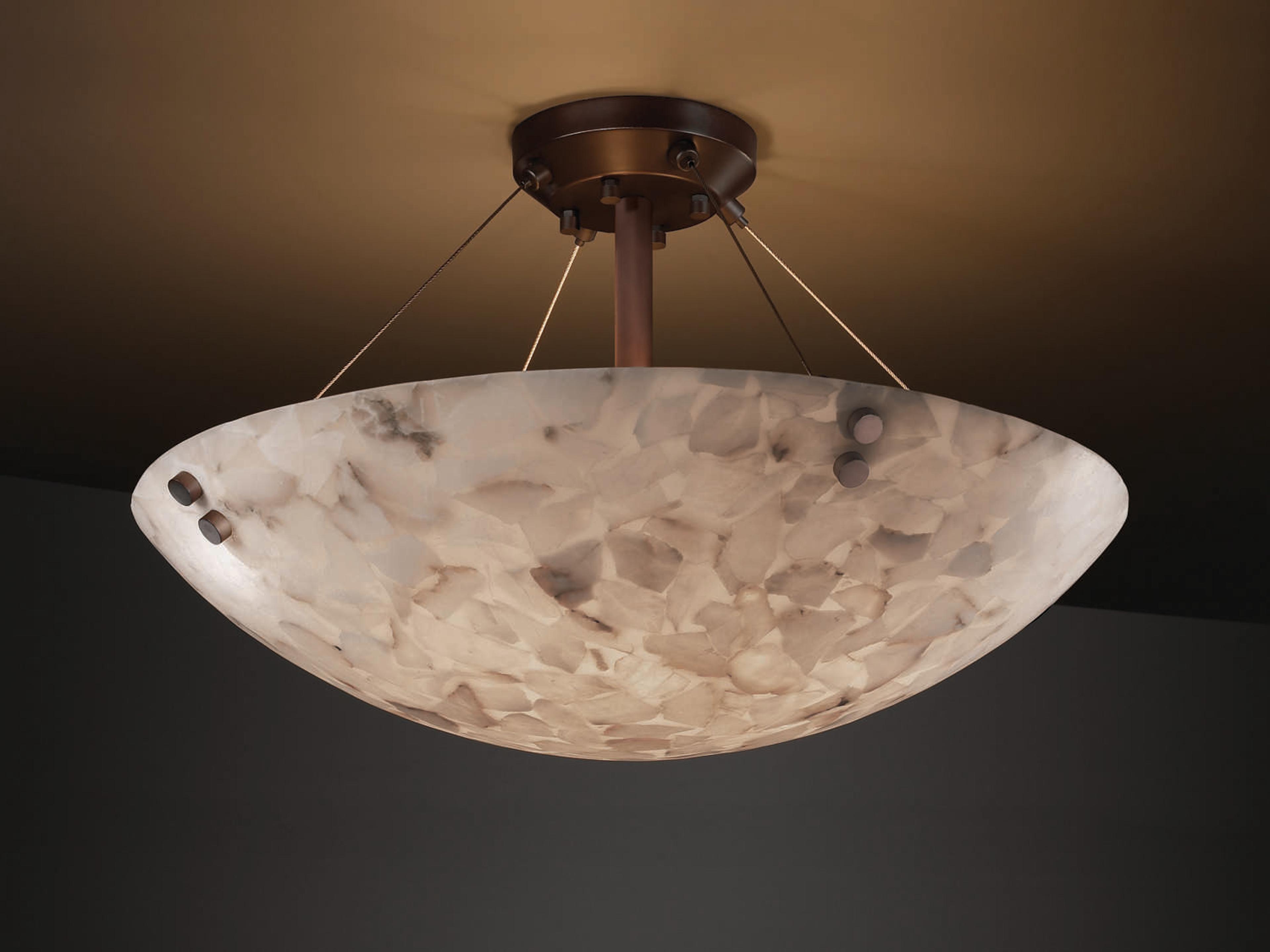 Justice Design Group Alabaster Rocks Bronze Bowl Semi Flush Mount