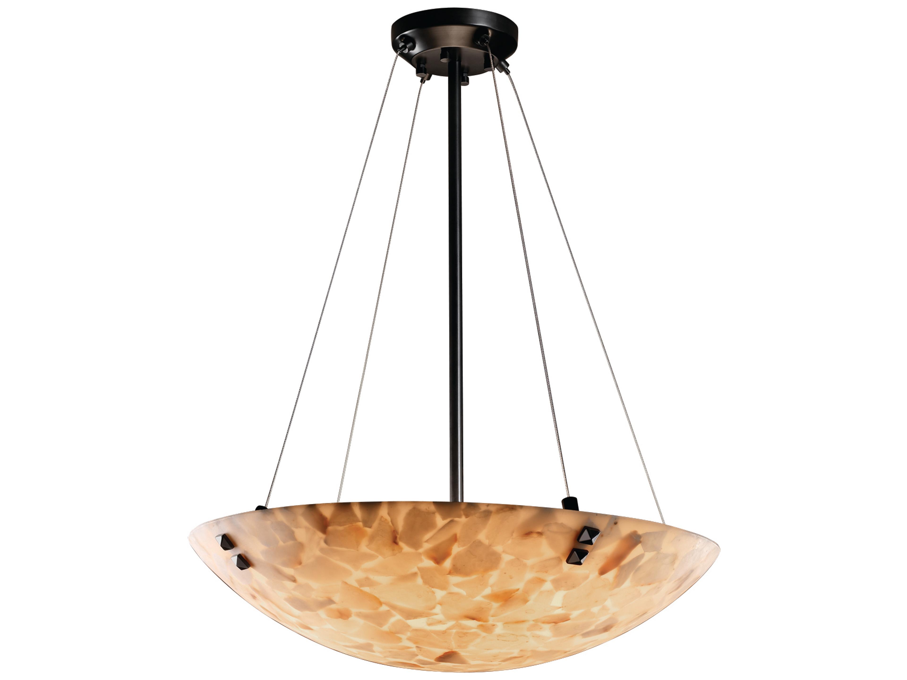 Alabaster Rocks 3-Light Bronze Bowl Pendant