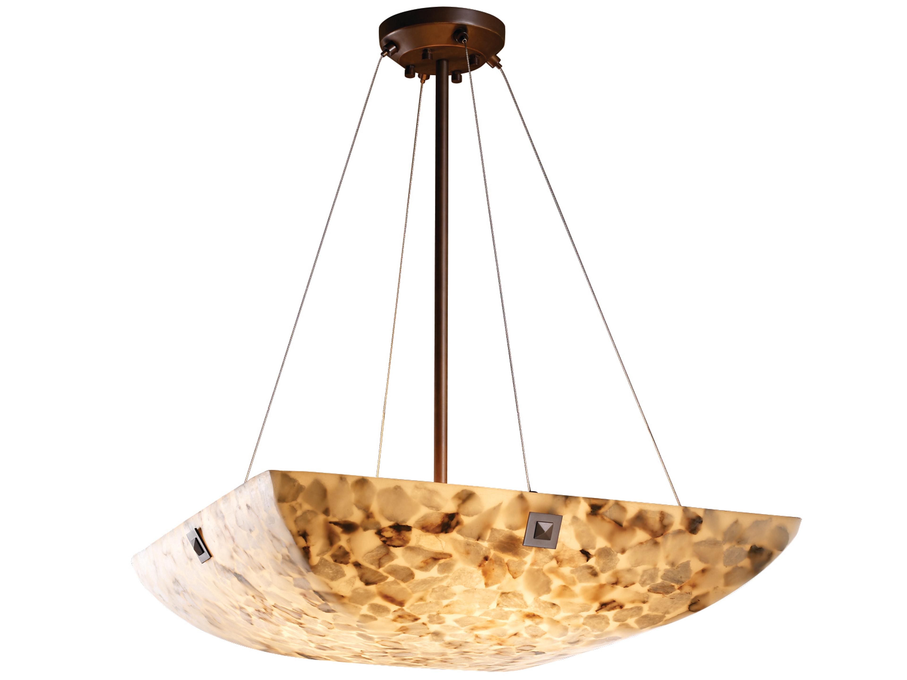 Justice Design Group Alabaster Rocks 3-Light Bronze Bowl Pendant