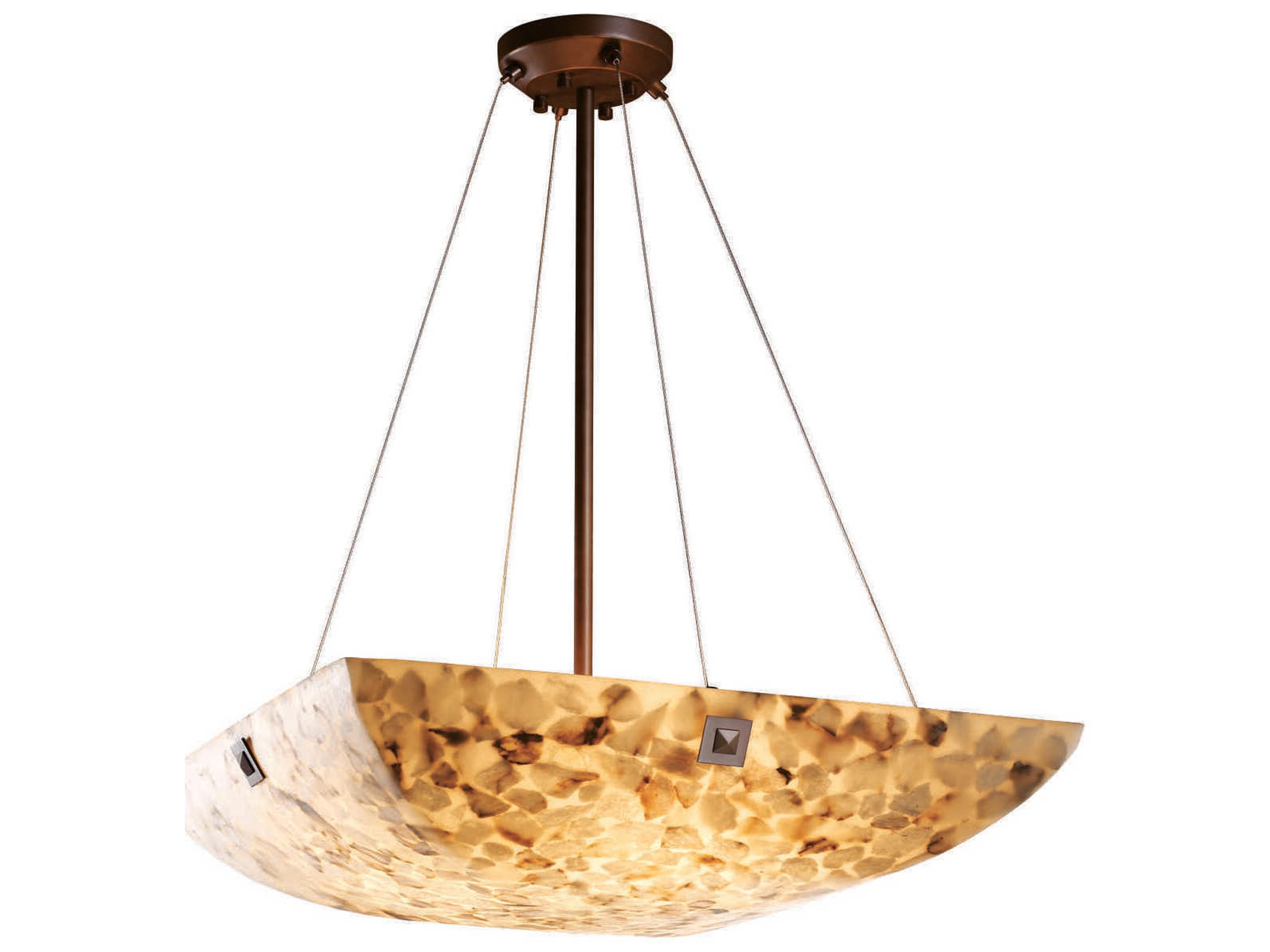 Alabaster Rocks 6-Light Bronze Bowl Pendant