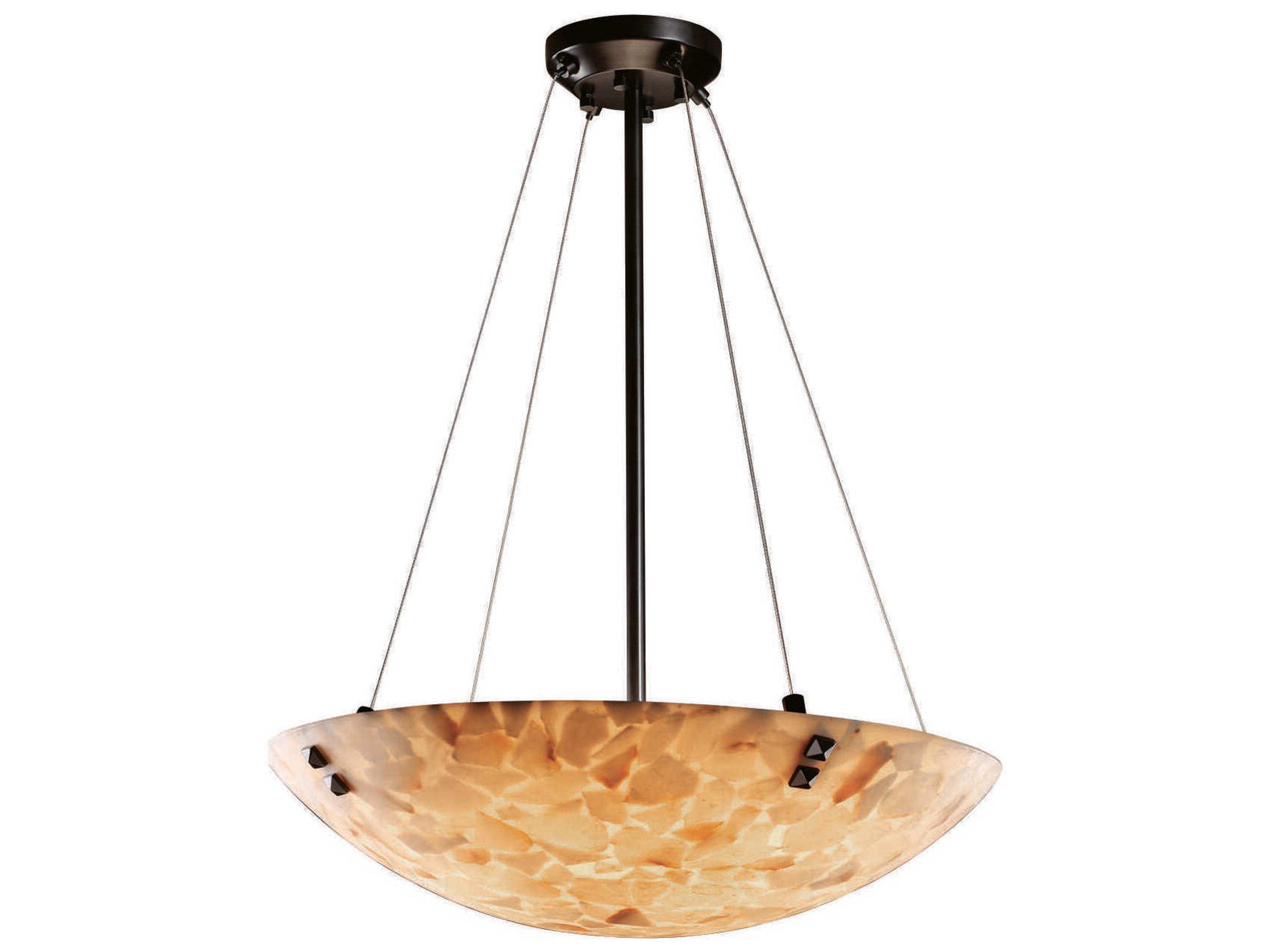Justice Design Group Alabaster Rocks 6-Light Bronze Bowl Pendant