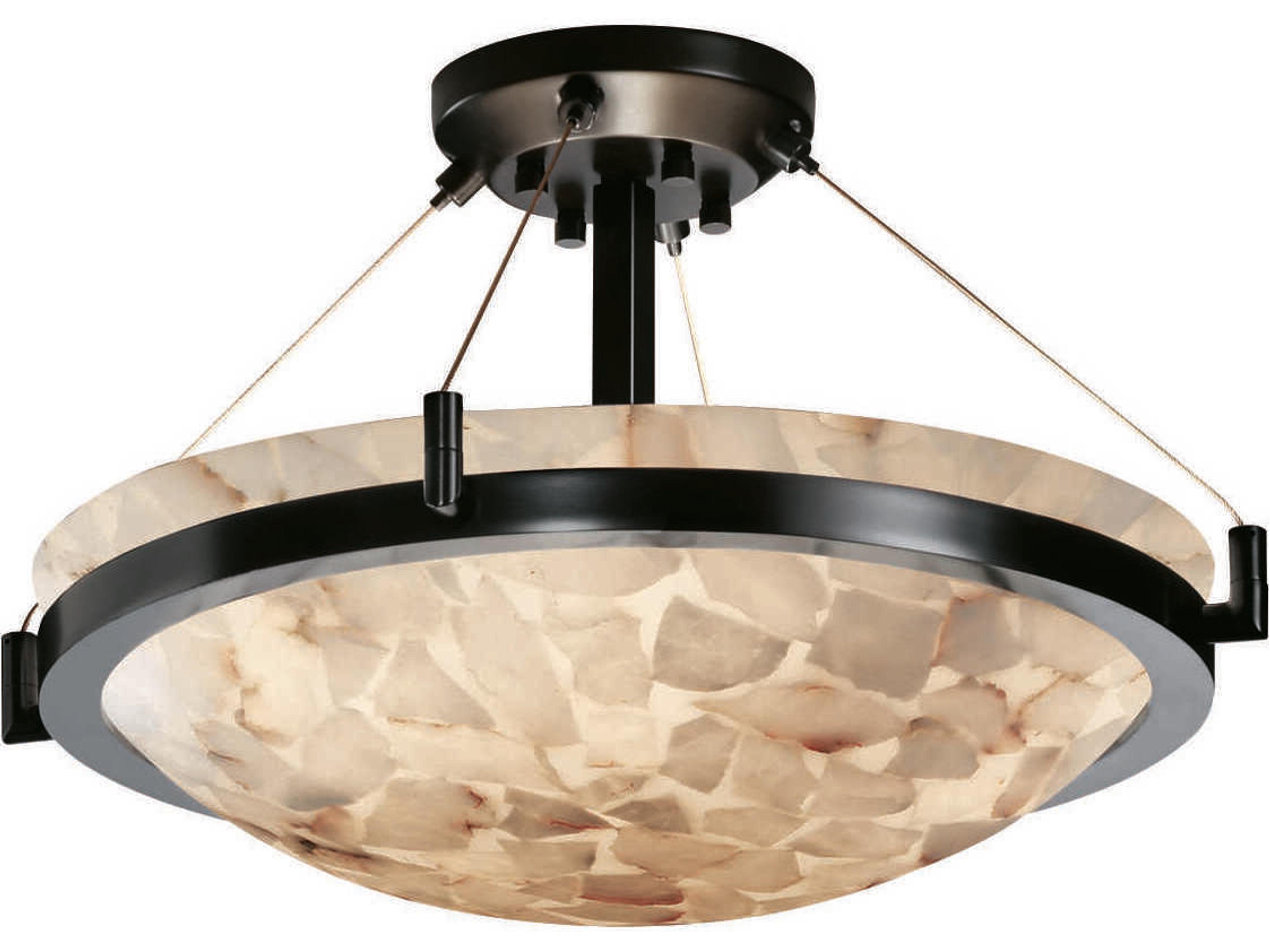 Justice Design Group Alabaster Rocks 3-Light Bronze Bowl Semi Flush Mount