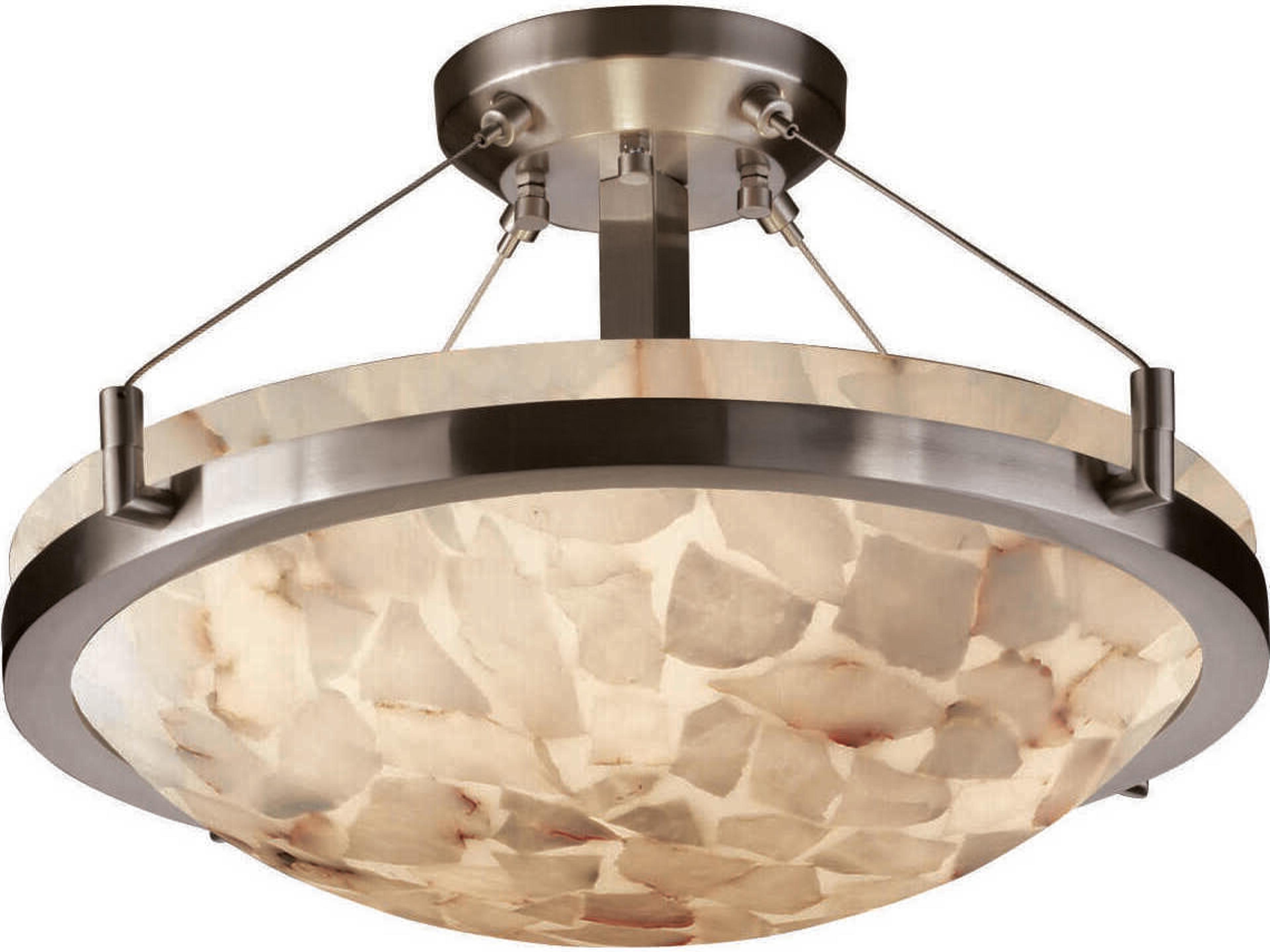 Justice Design Group Alabaster Rocks 3-Light Bronze Bowl Semi Flush Mount