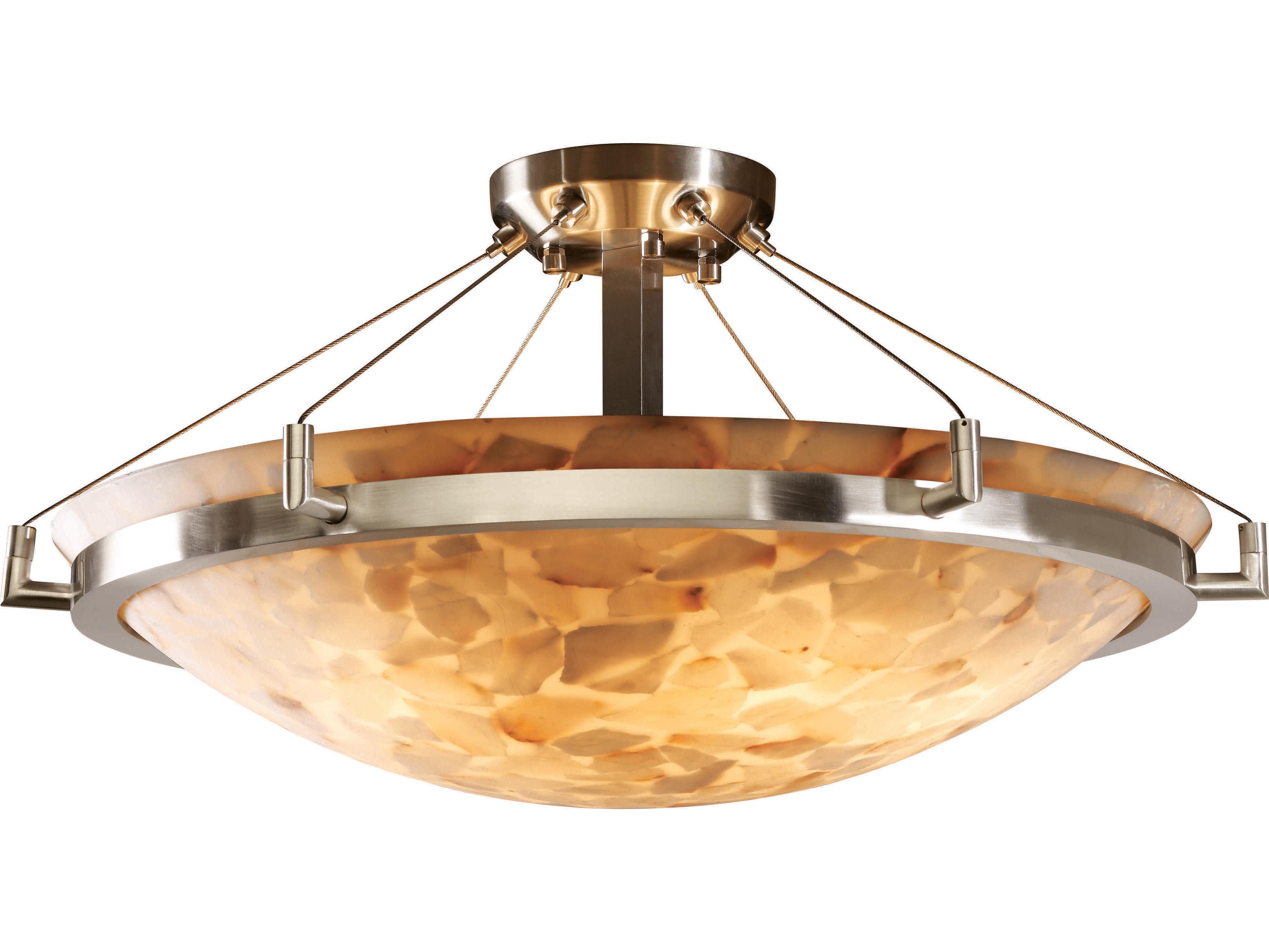 Justice Design Group Alabaster Rocks 6-Light Bronze Bowl Semi Flush Mount