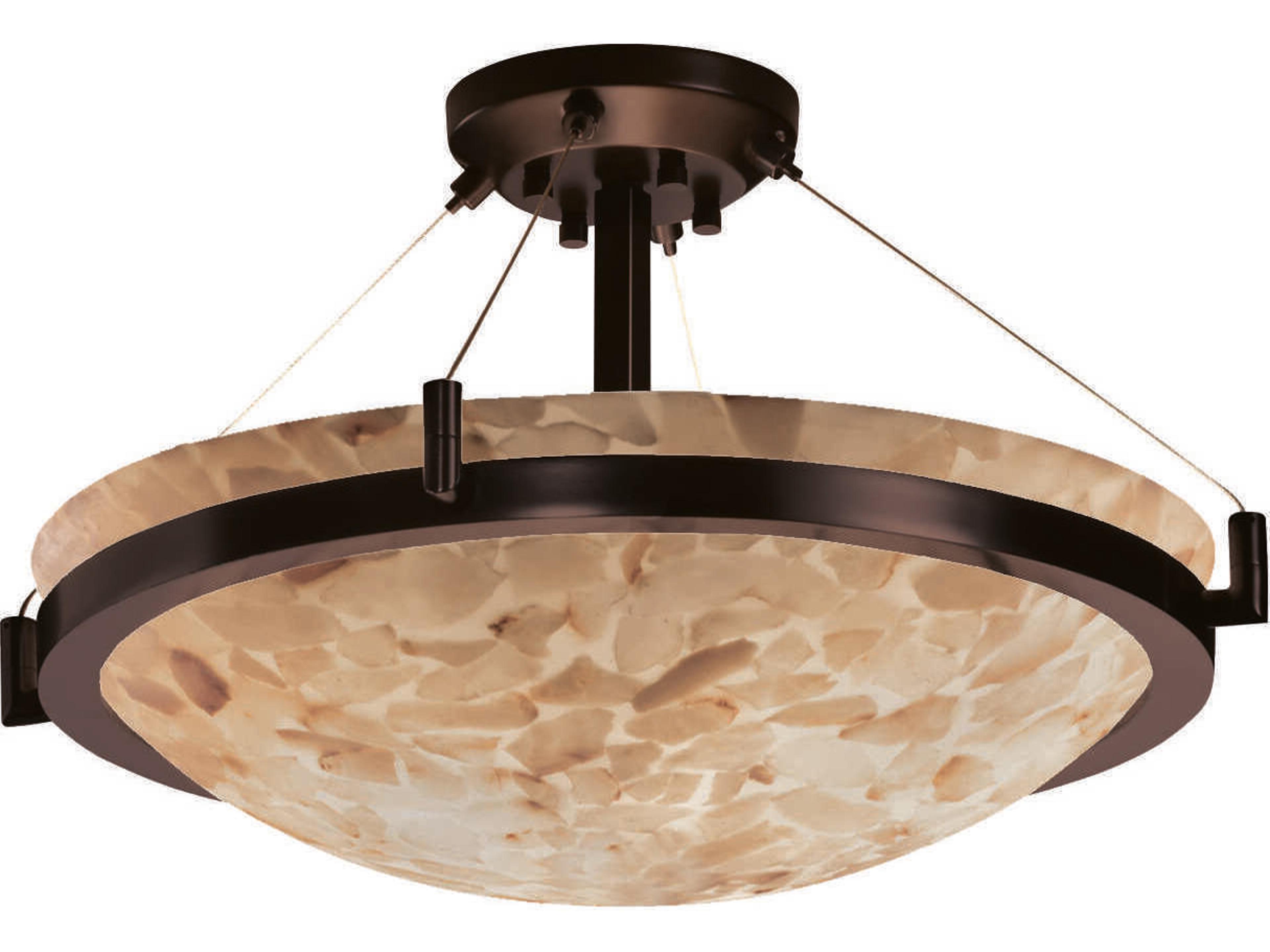 Alabaster Rocks 8-Light Bronze Bowl Semi Flush Mount