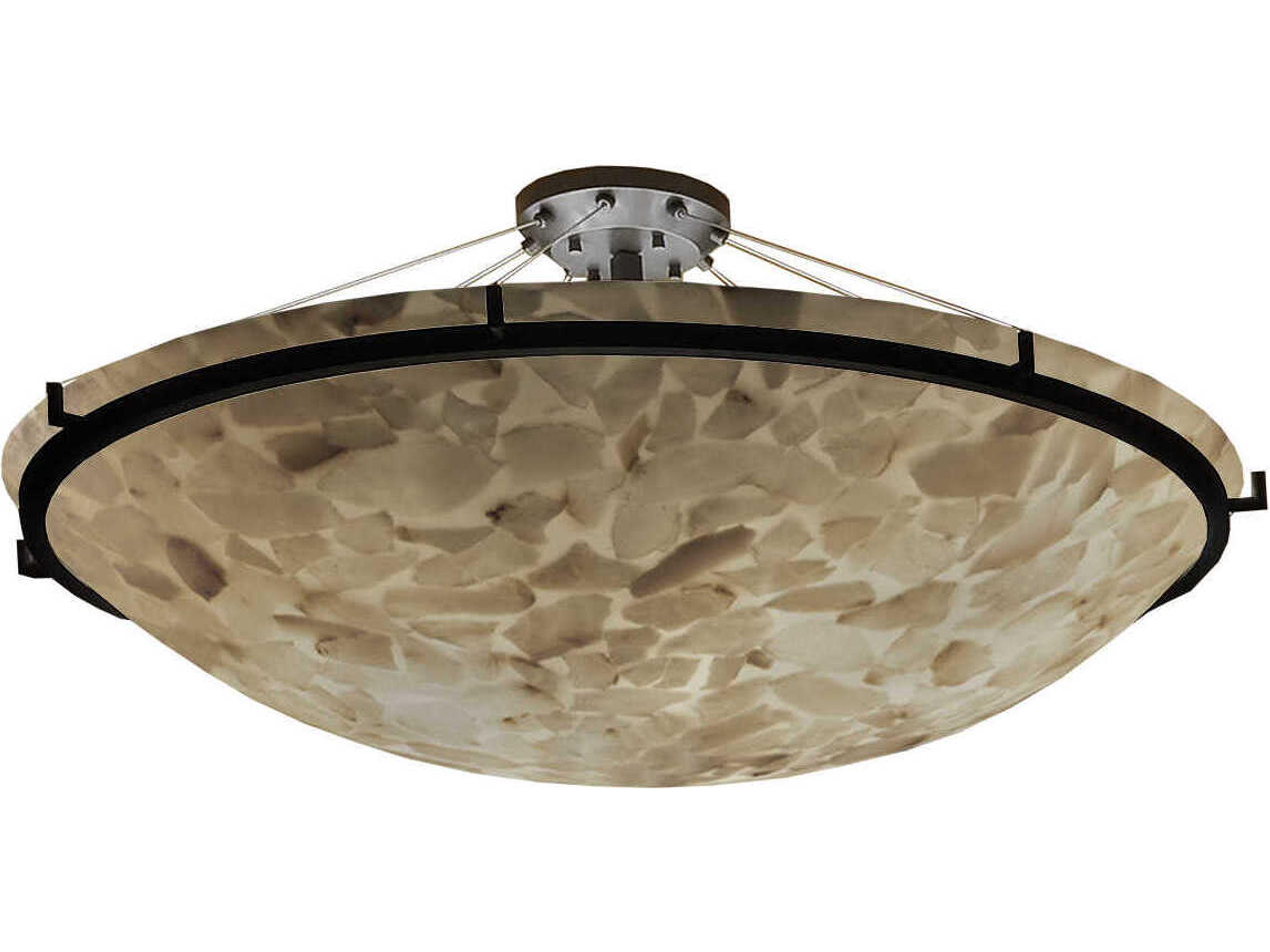 Alabaster Rocks 8-Light Bronze Bowl Semi Flush Mount