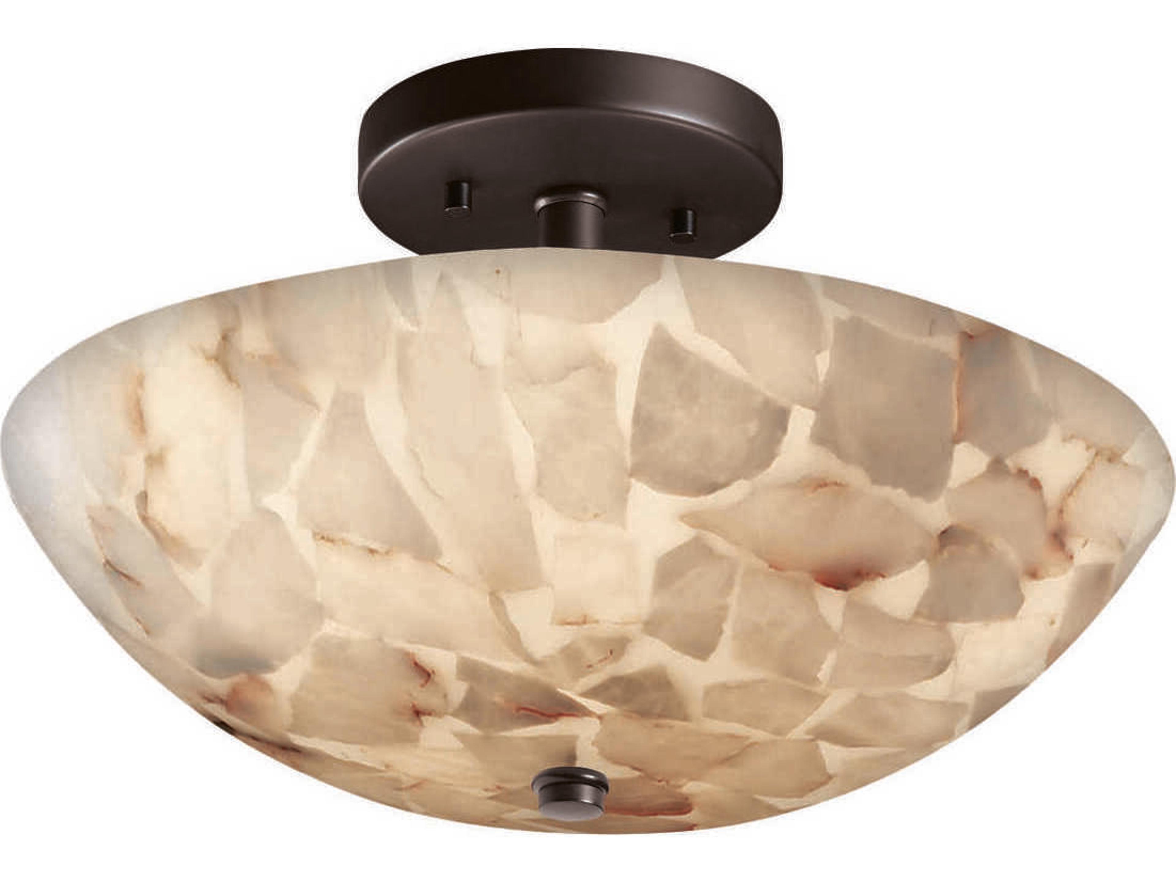 Justice Design Group Alabaster Rocks 2-Light Bronze Bowl Round Semi Flush Mount