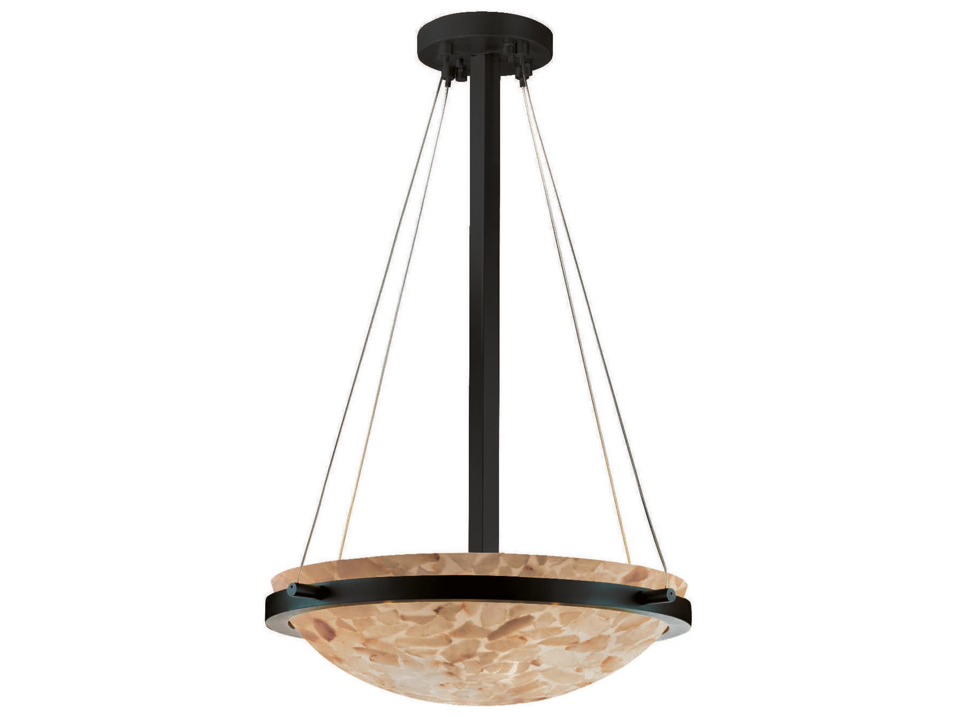 Justice Design Group Alabaster Rocks 3-Light Bronze Bowl Pendant