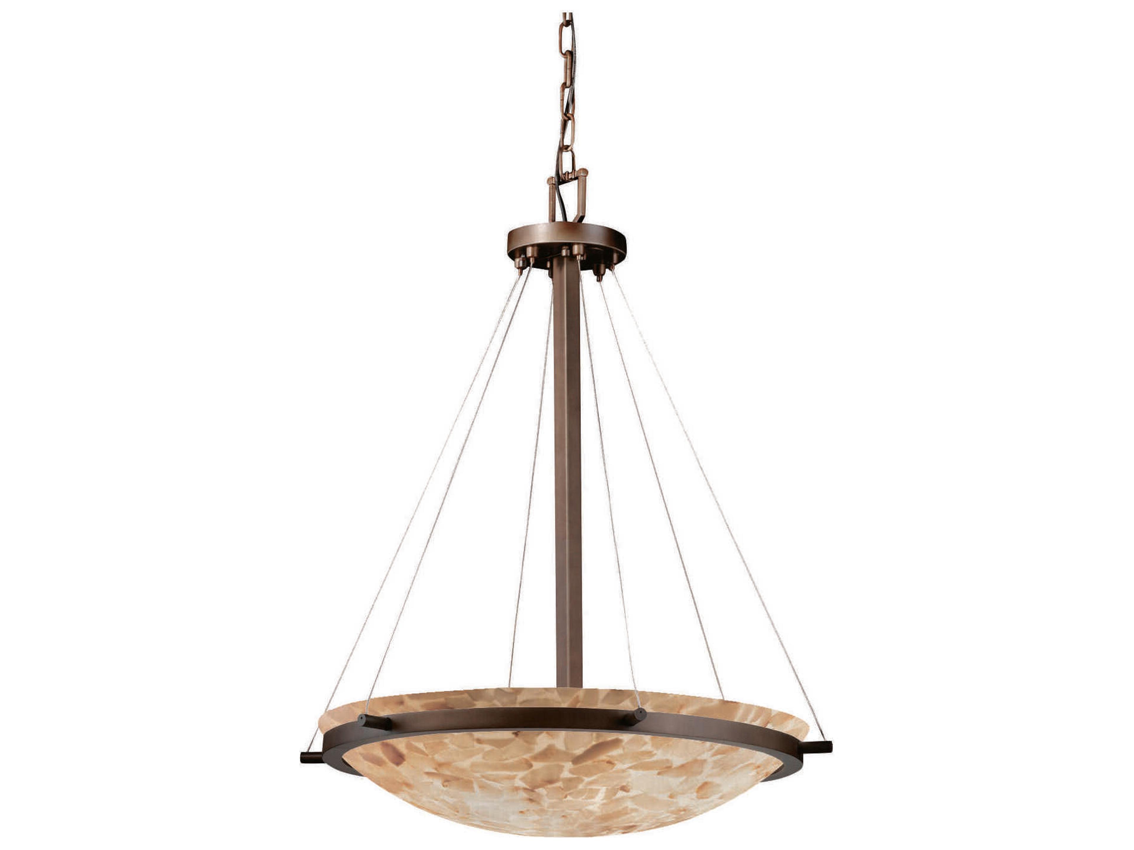 Justice Design Group Alabaster Rocks 6-Light Bronze Bowl Pendant