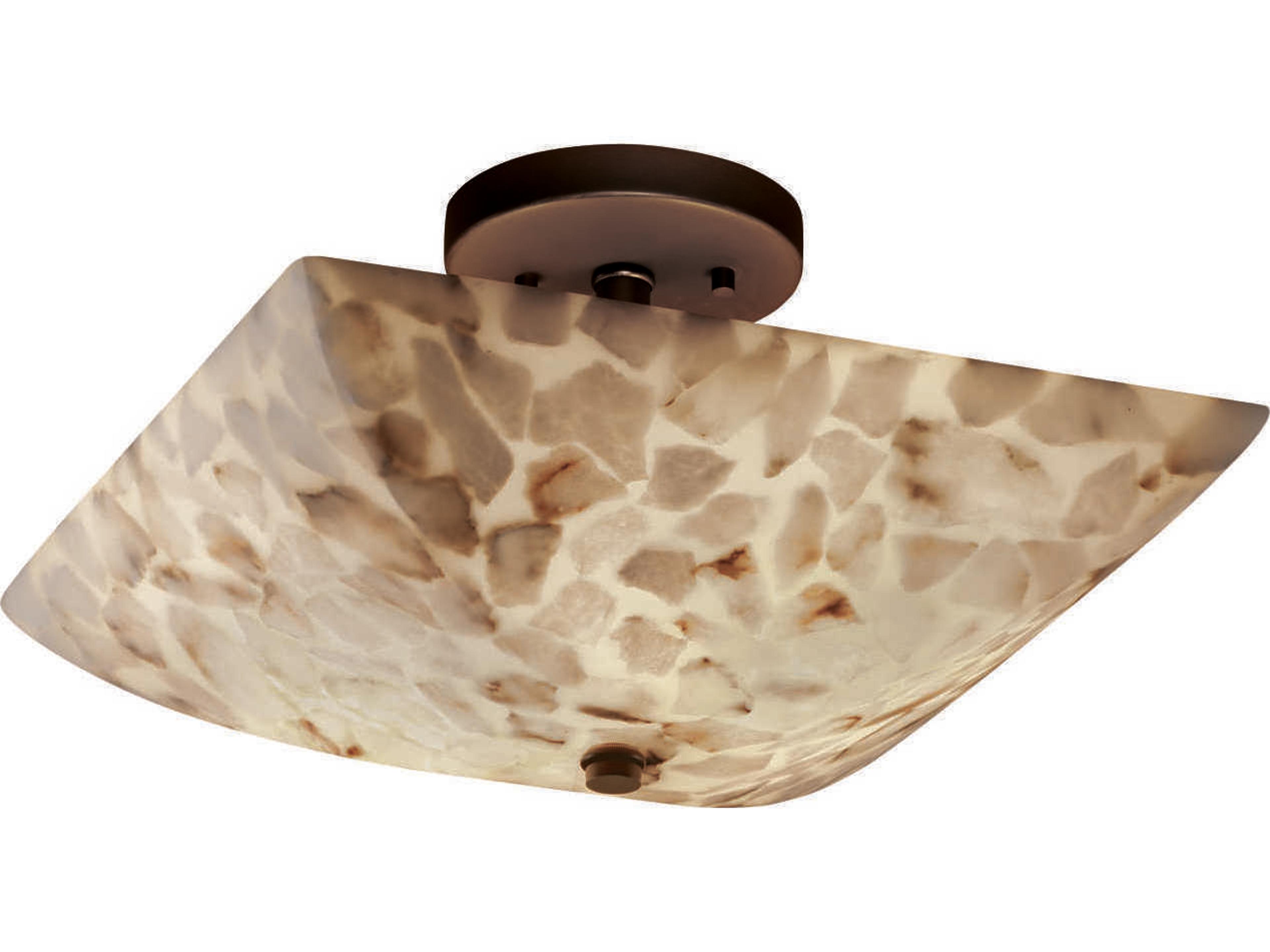 Alabaster Rocks 2-Light Bronze Bowl Semi Flush Mount