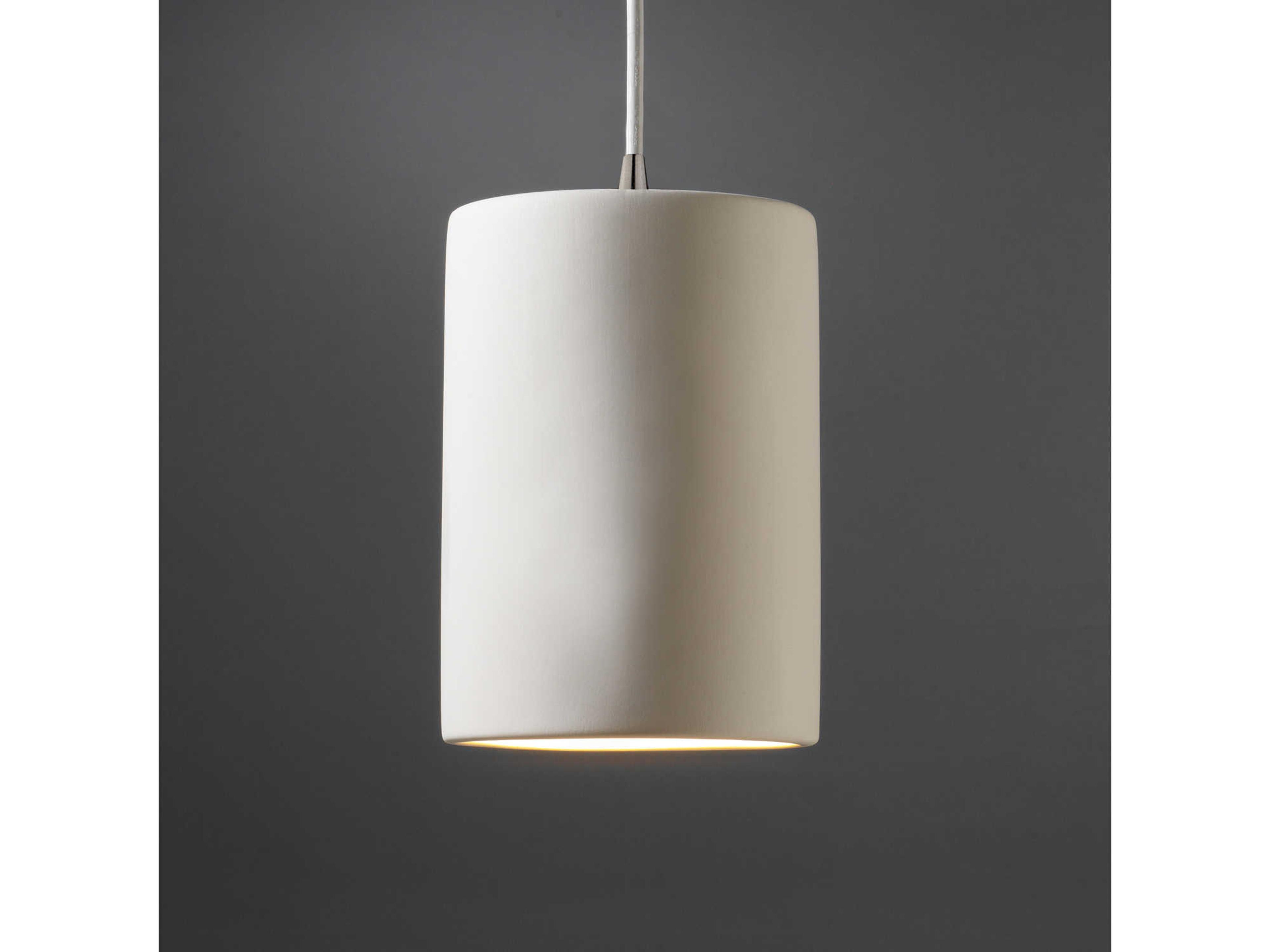 Justice Design Group Radiance 1-Light White Cylinder Mini Pendant