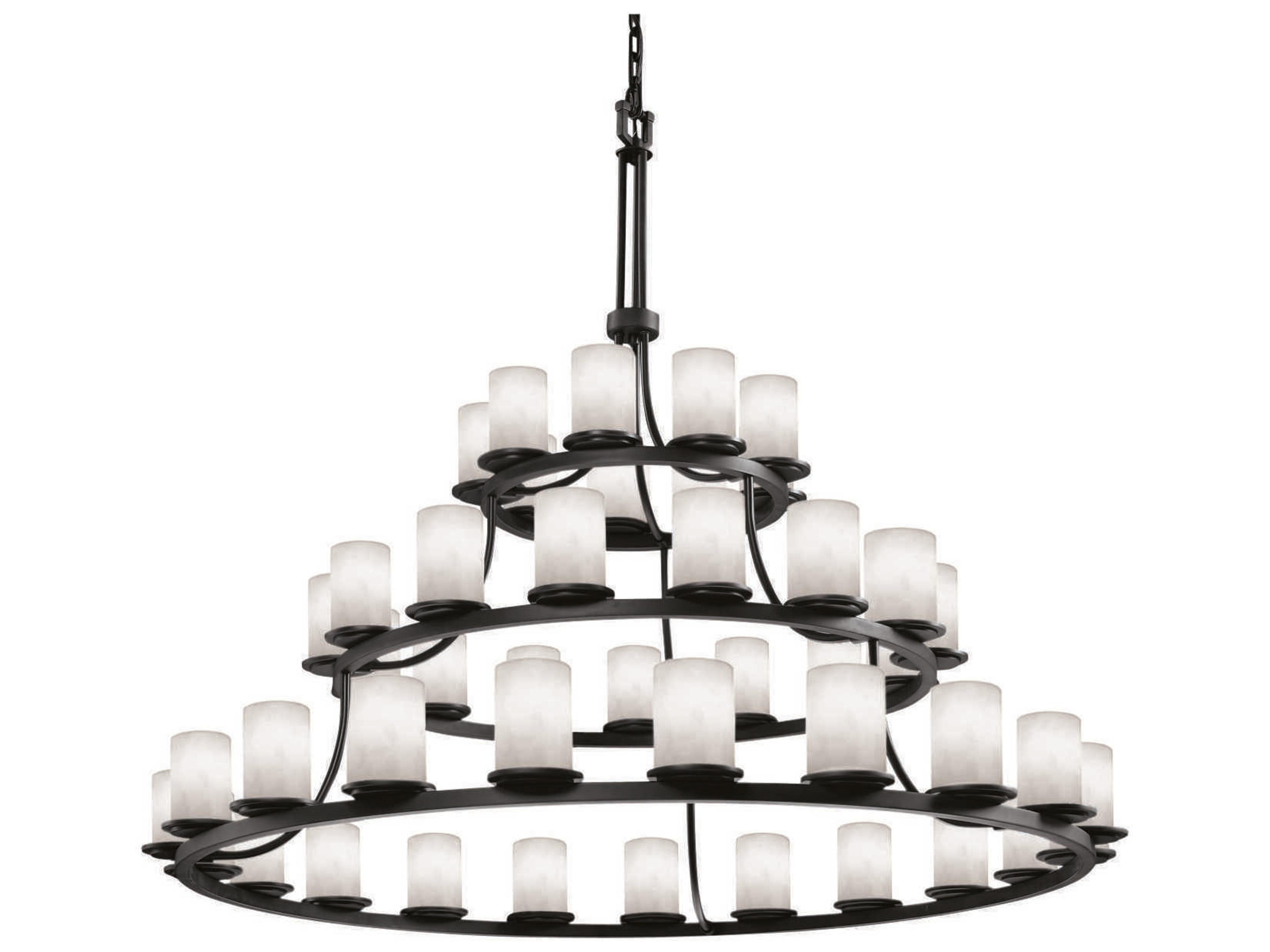 Justice Design Group Clouds 45-Light Black Cylinder Tiered Chandelier