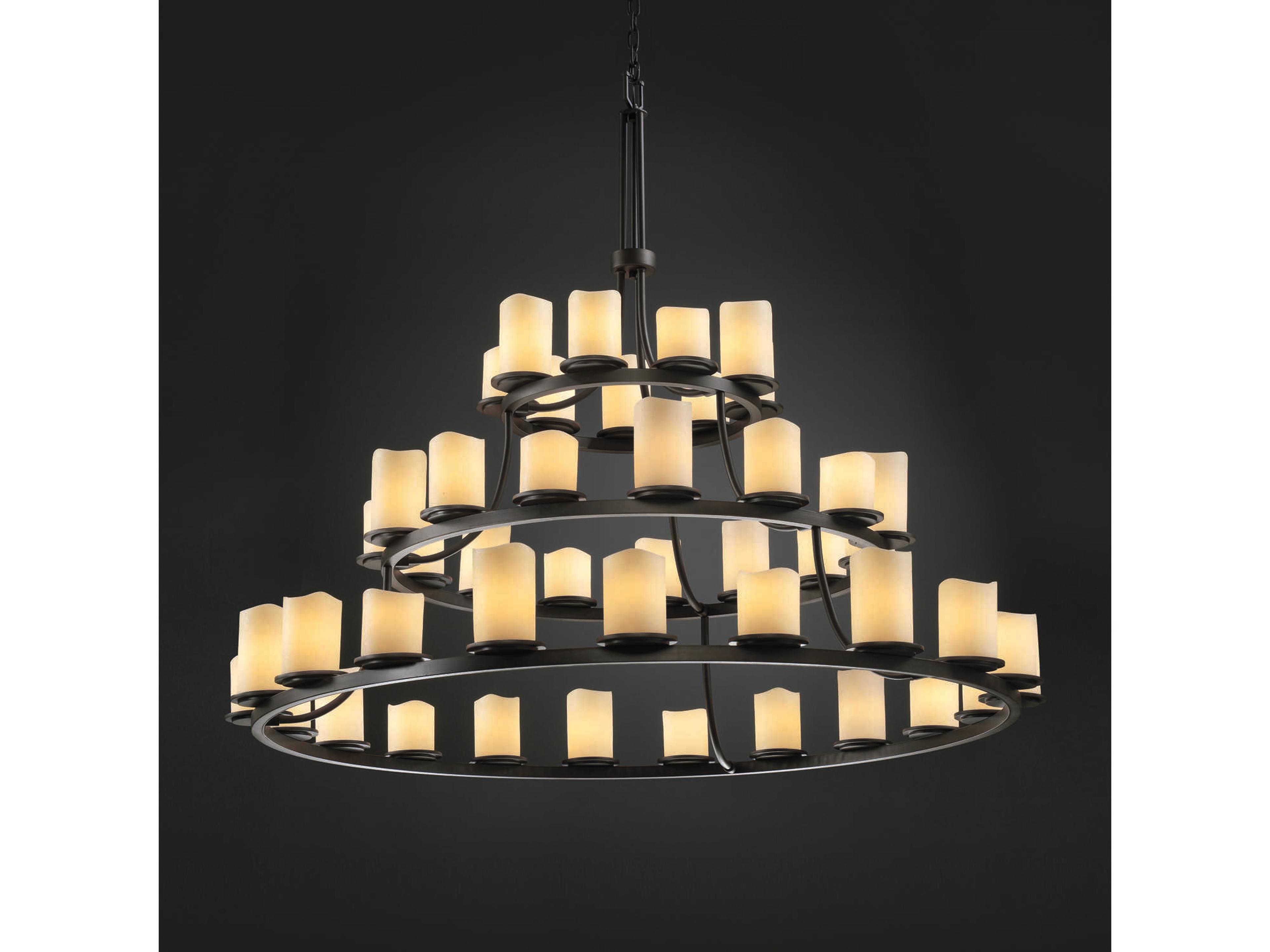 Justice Design Group Candlearia 45-Light Bronze Cylinder Tiered Chandelier