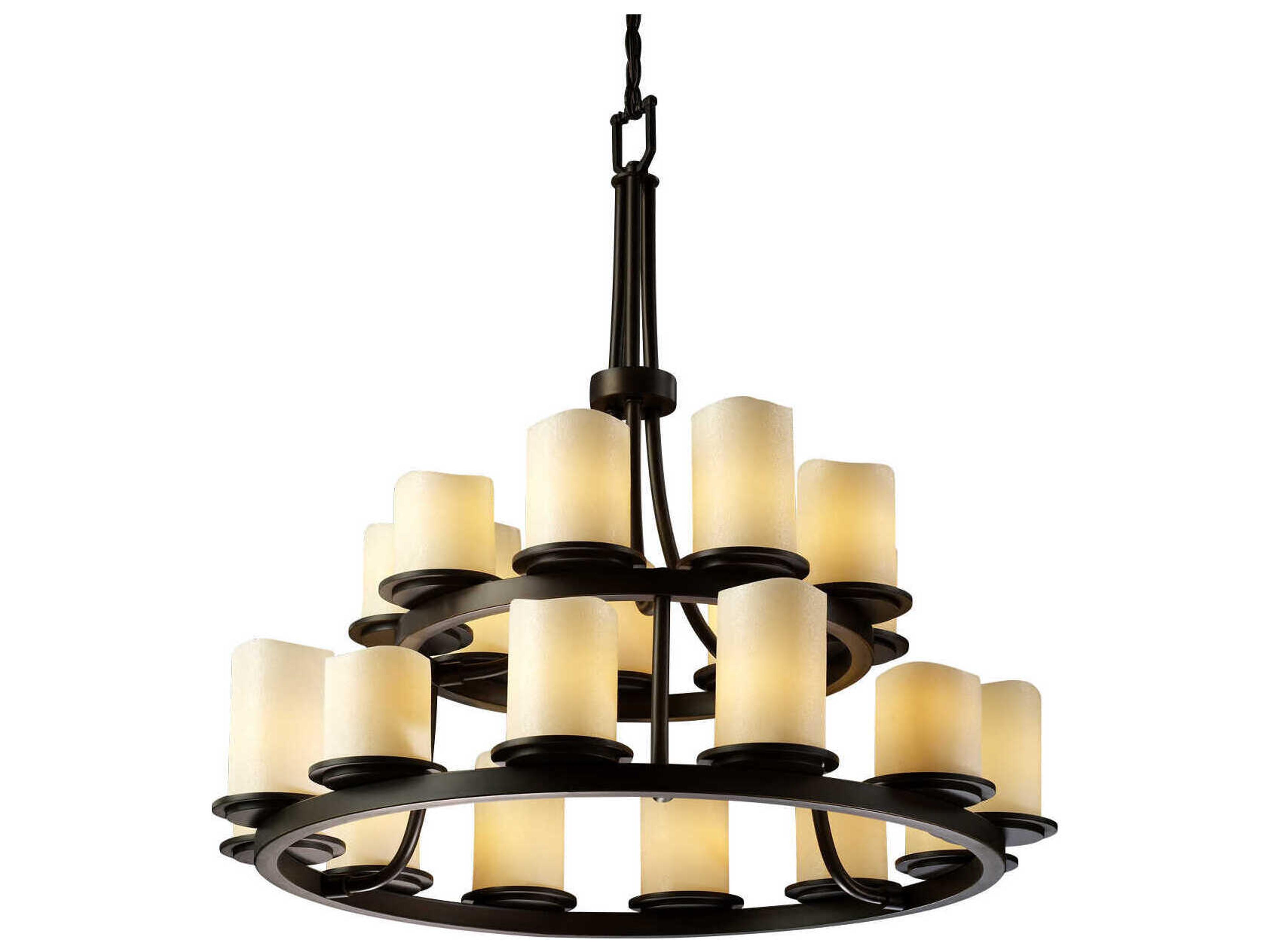 Justice Design Group Candlearia 21-Light Black Cylinder Tiered Chandelier