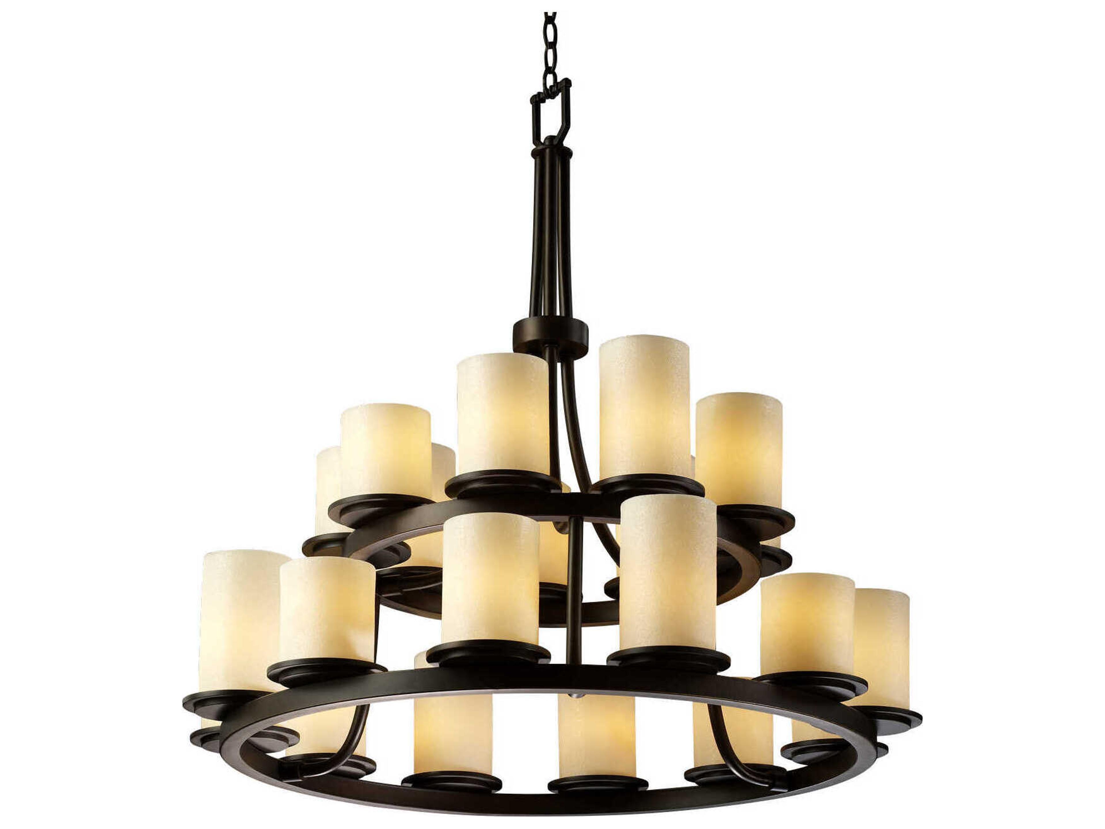 Justice Design Group Candlearia 21-Light Black Cylinder Tiered Chandelier
