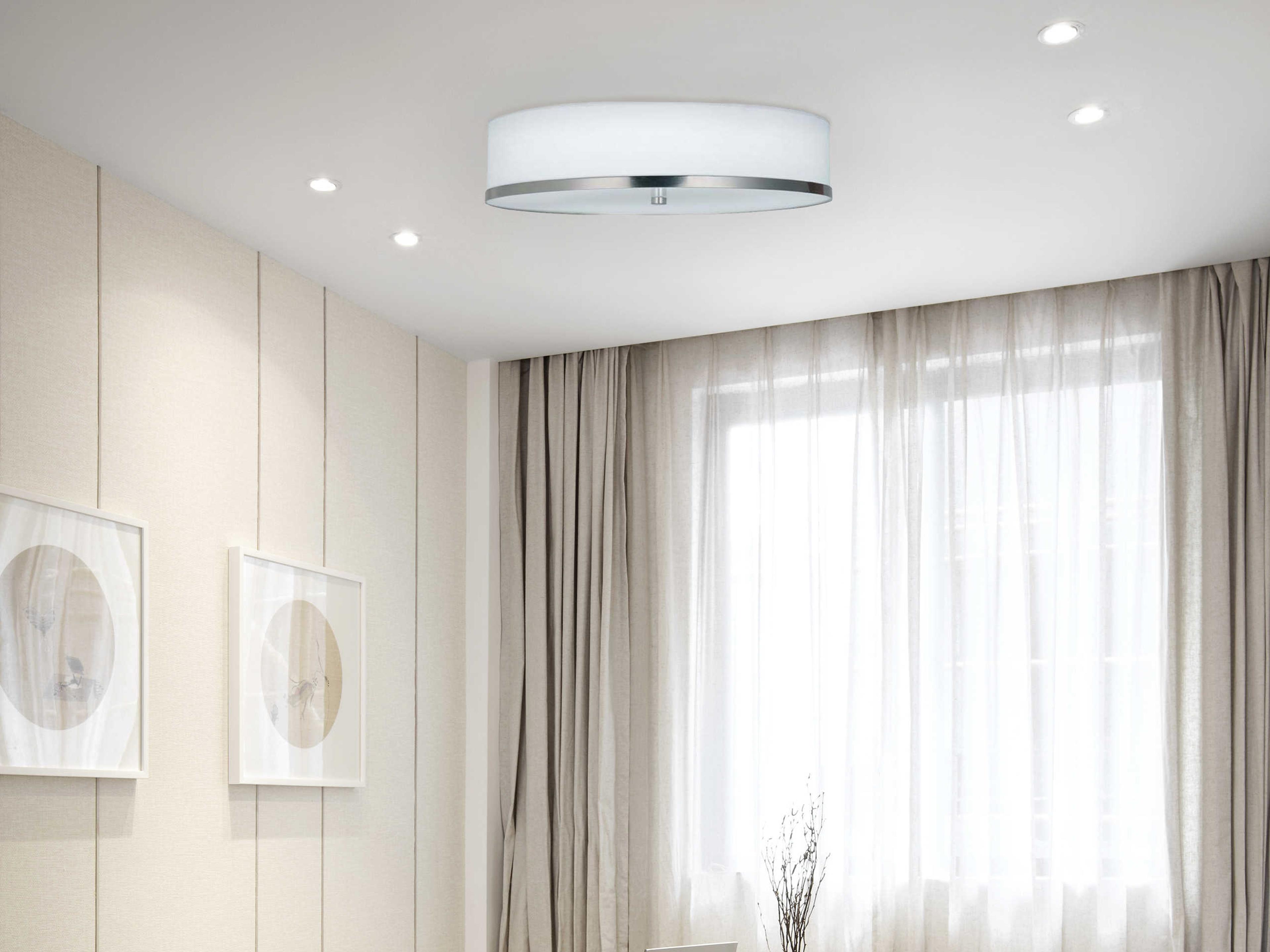 Justice Design Group Textile Brushed Nickel LED Drum Flush Mount