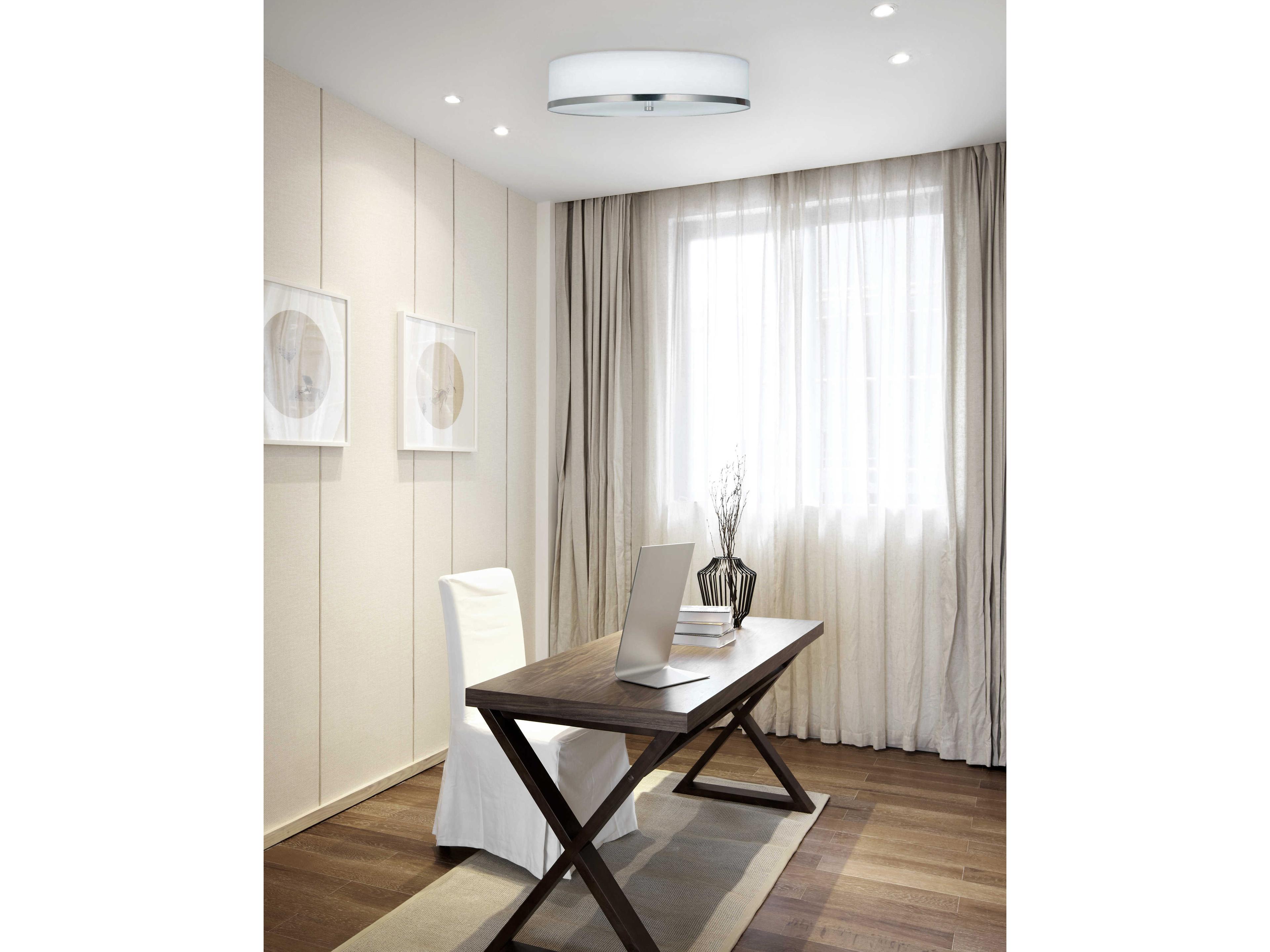 Justice Design Group Textile Brushed Nickel LED Drum Flush Mount