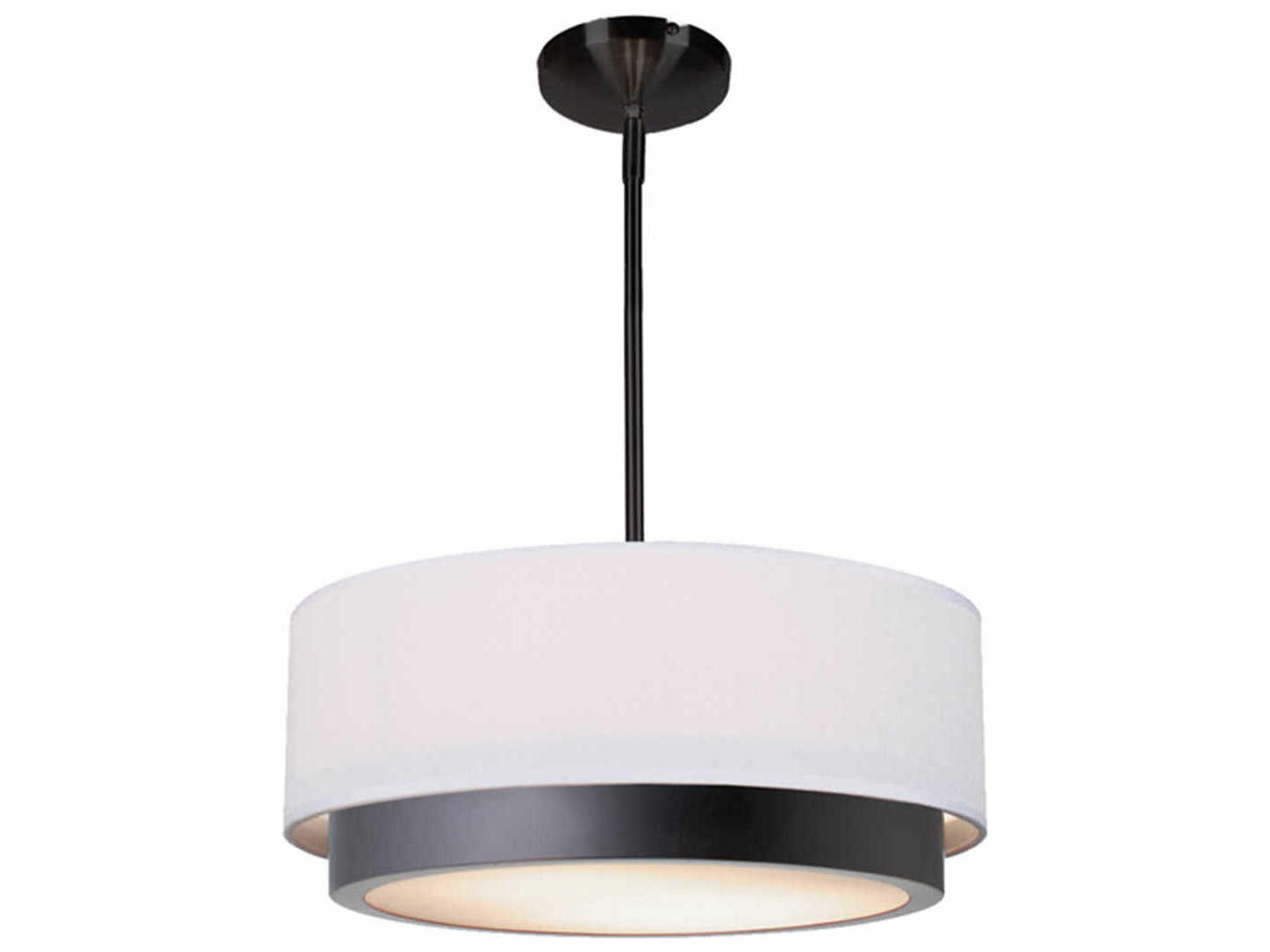 Textile Black LED Drum Pendant