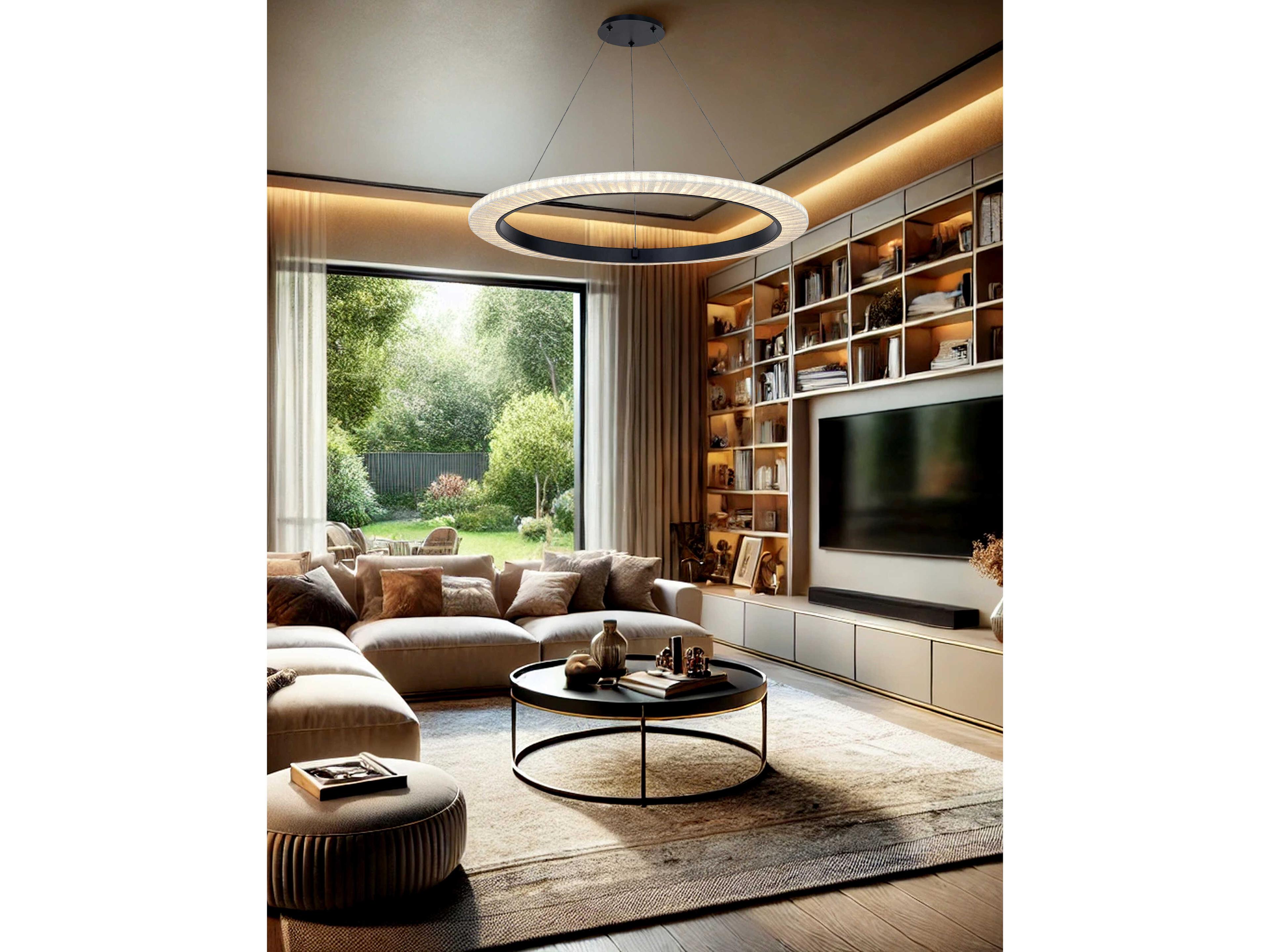 Justice Design Group Textile Medallo Matte Black Round Pendant