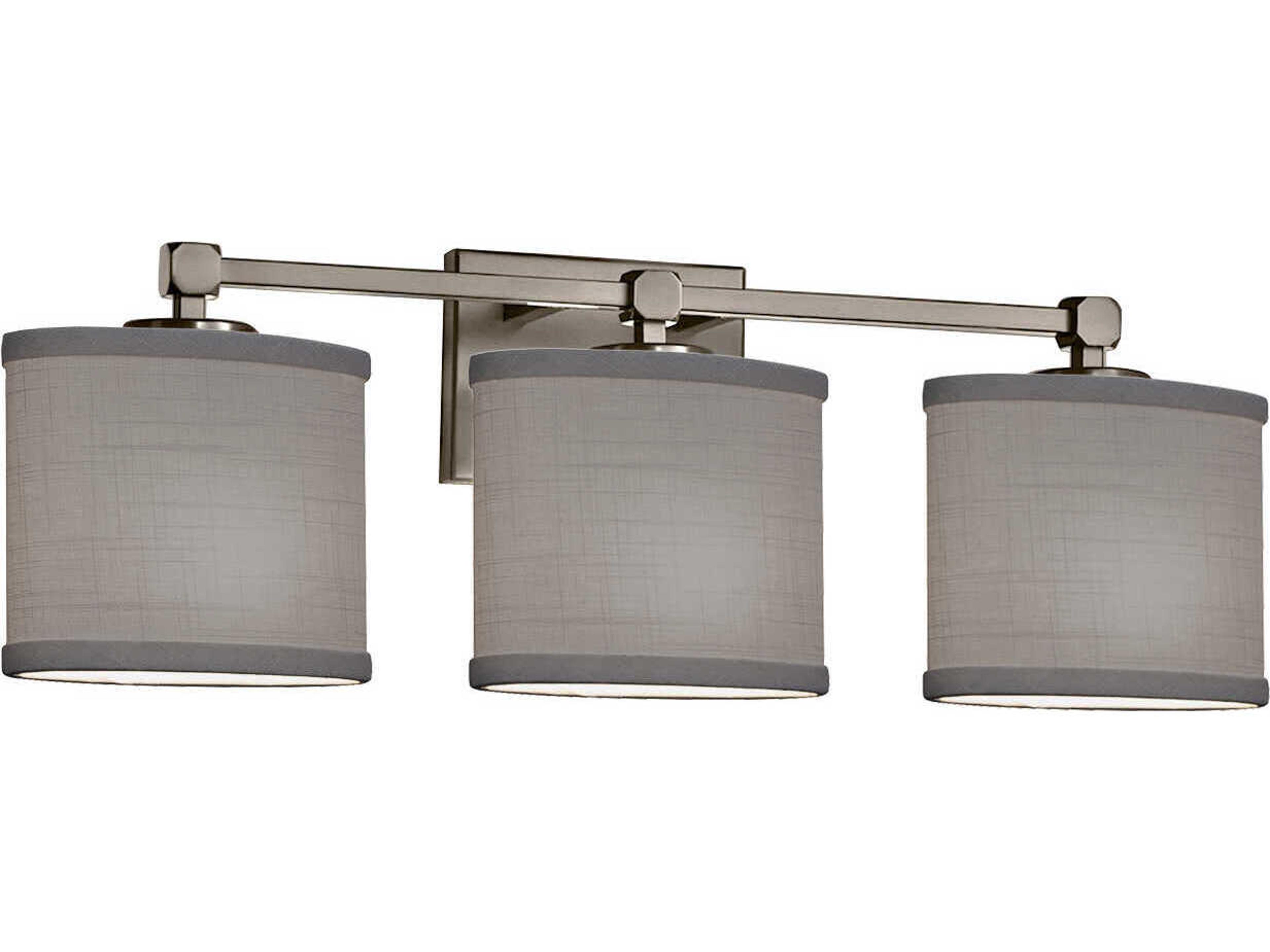 Justice Design Group Textile 3-Light Nickel Vanity Light
