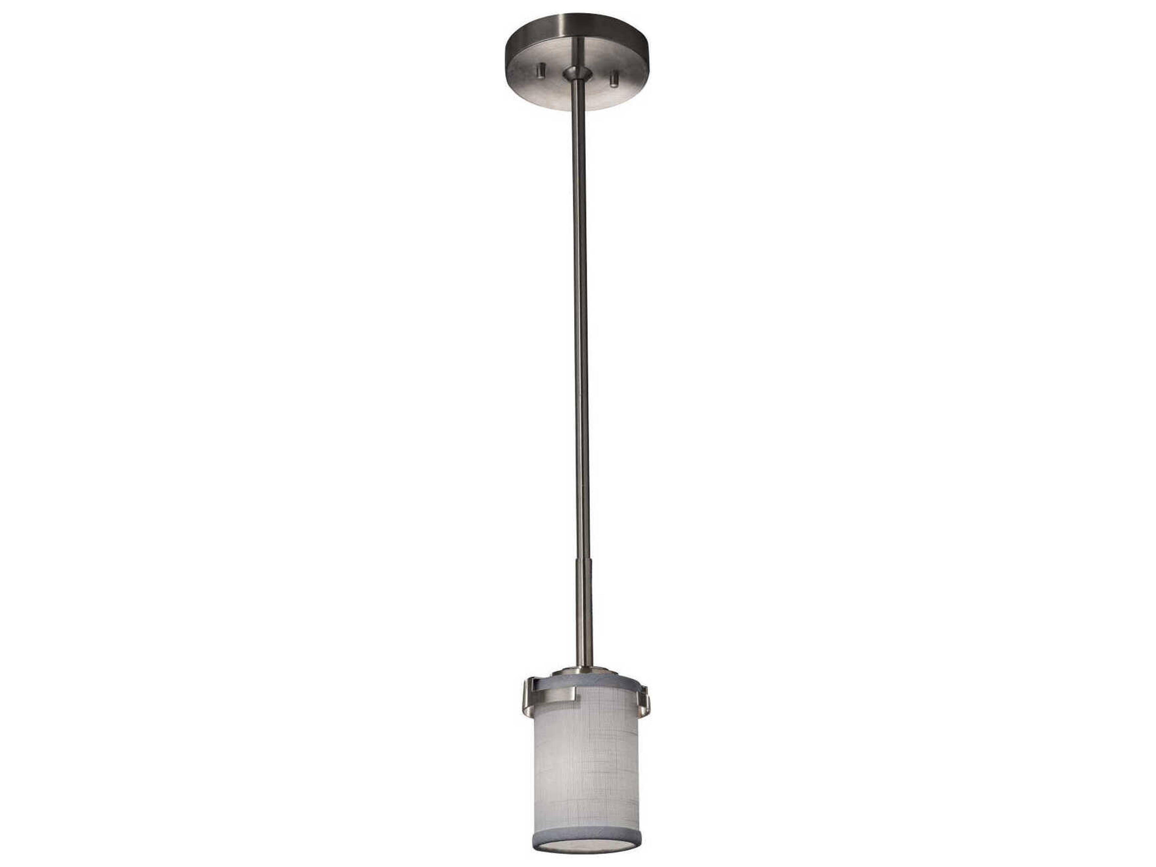 Textile 1-Light Nickel Cylinder Mini Pendant