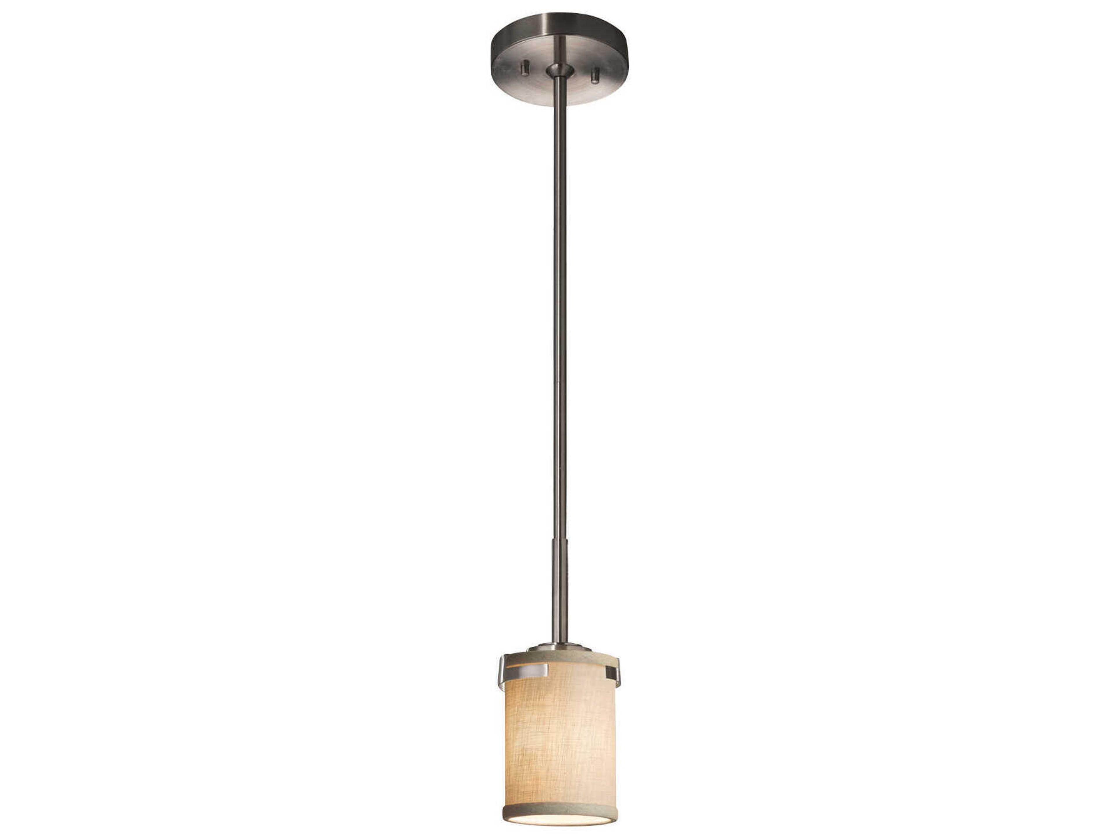 Justice Design Group Textile 1-Light Nickel Cylinder Mini Pendant