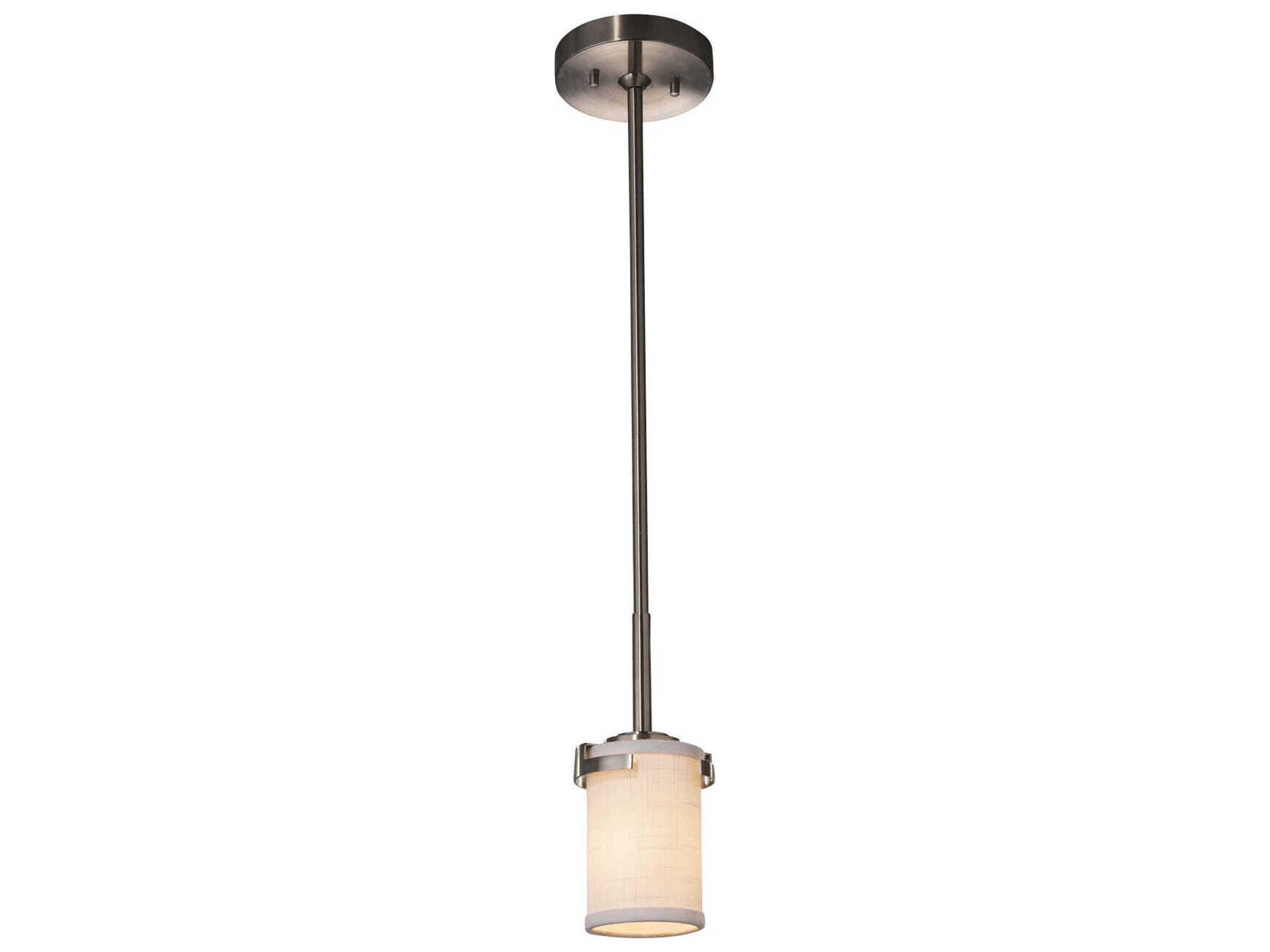 Justice Design Group Textile 1-Light Nickel Cylinder Mini Pendant