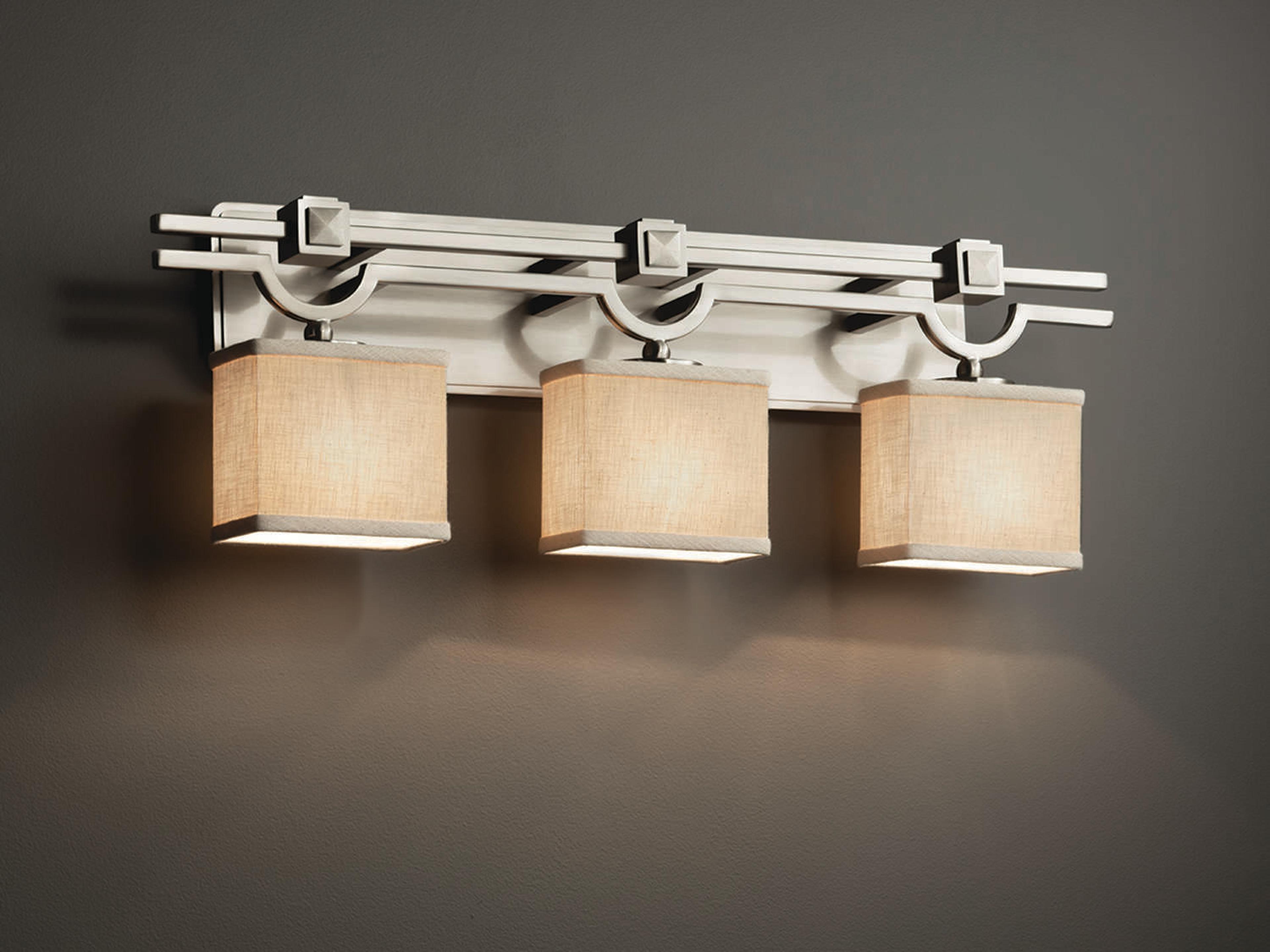 Justice Design Group Textile 3-Light Nickel Vanity Light