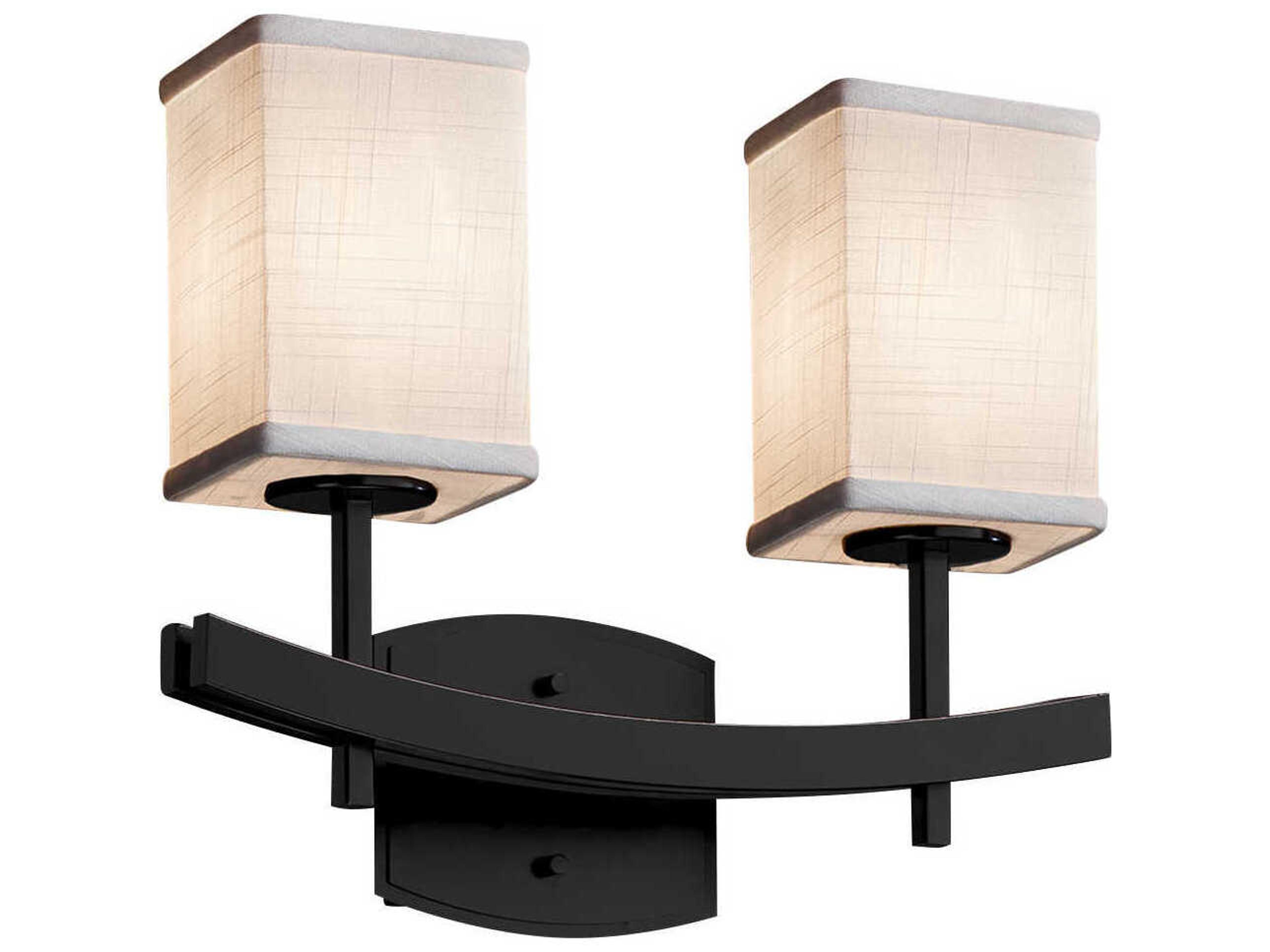 Textile 2-Light Black Vanity Light