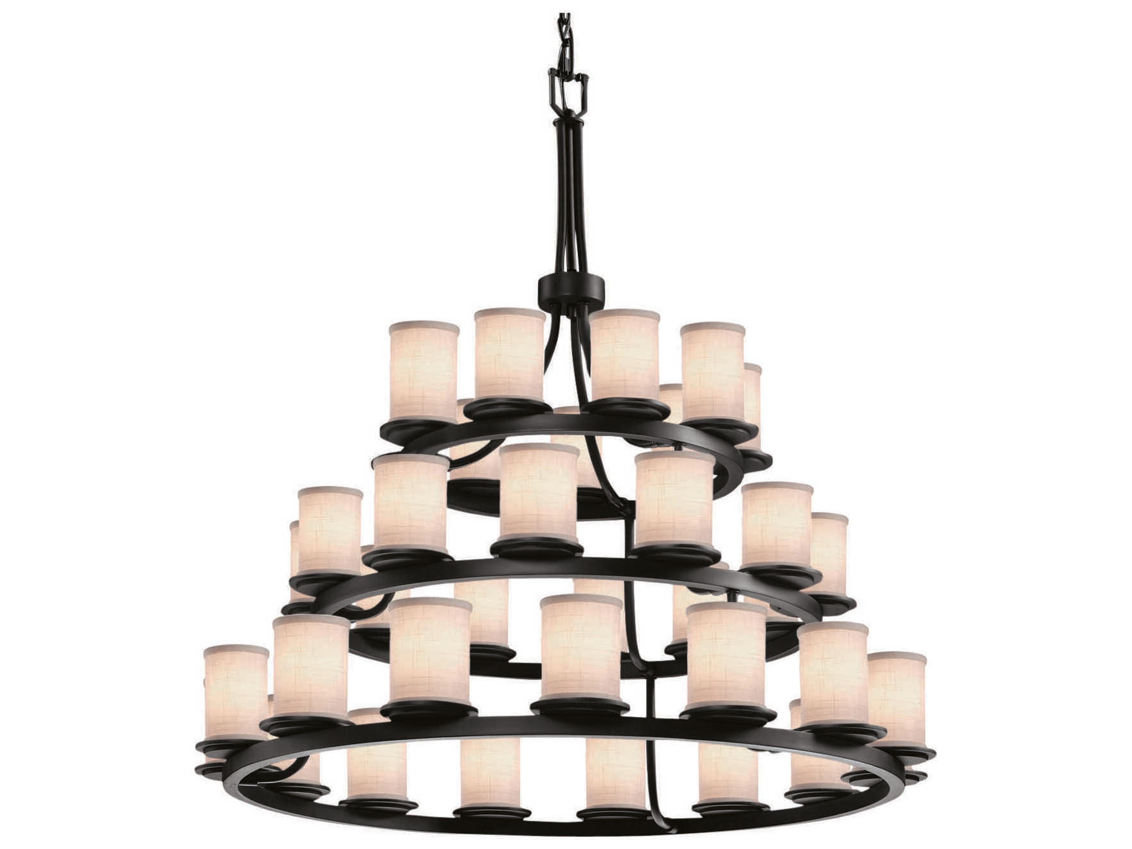 Justice Design Group Textile 36-Light Black Cylinder Tiered Chandelier