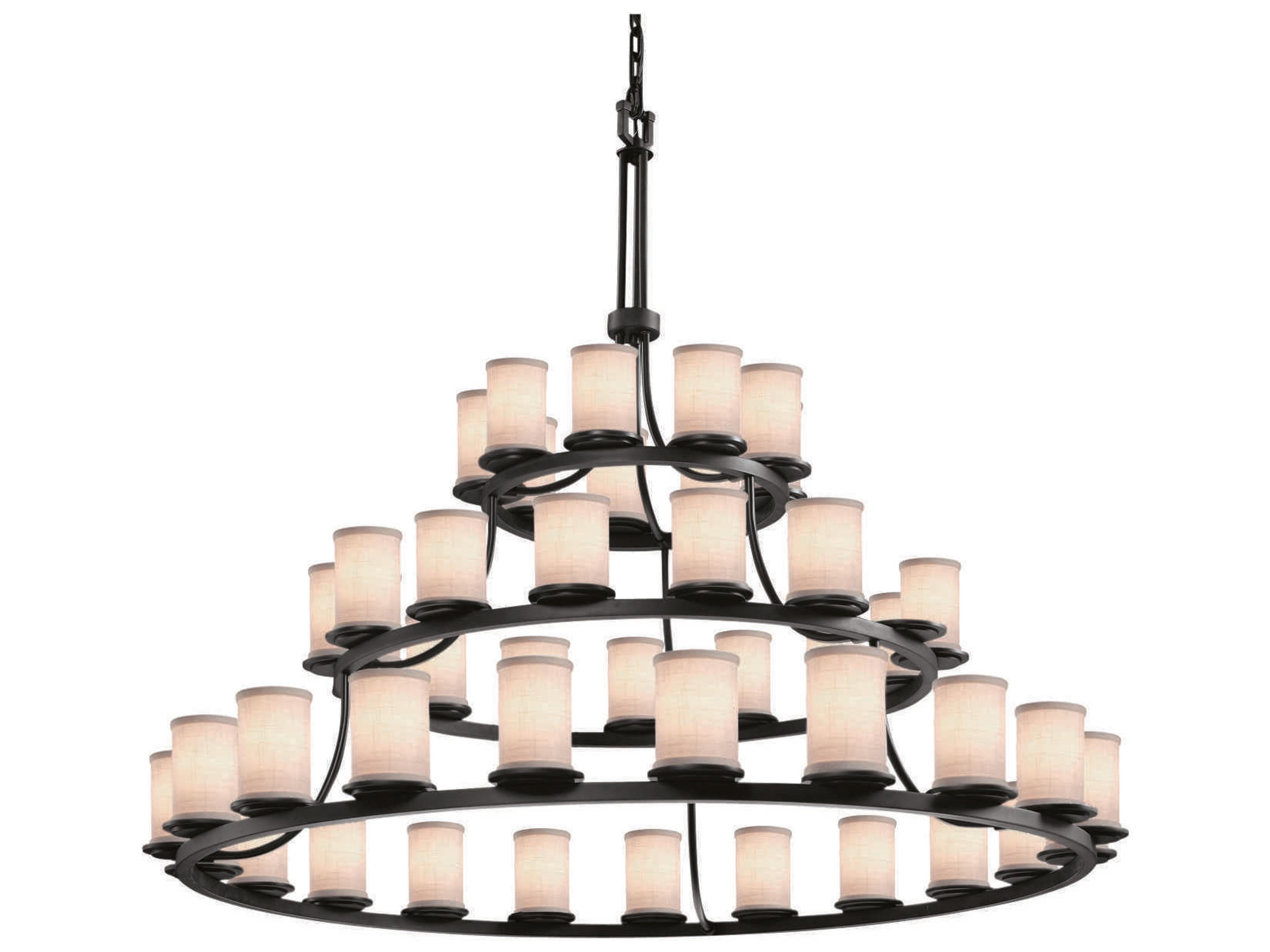 Justice Design Group Textile 45-Light Black Cylinder Tiered Chandelier
