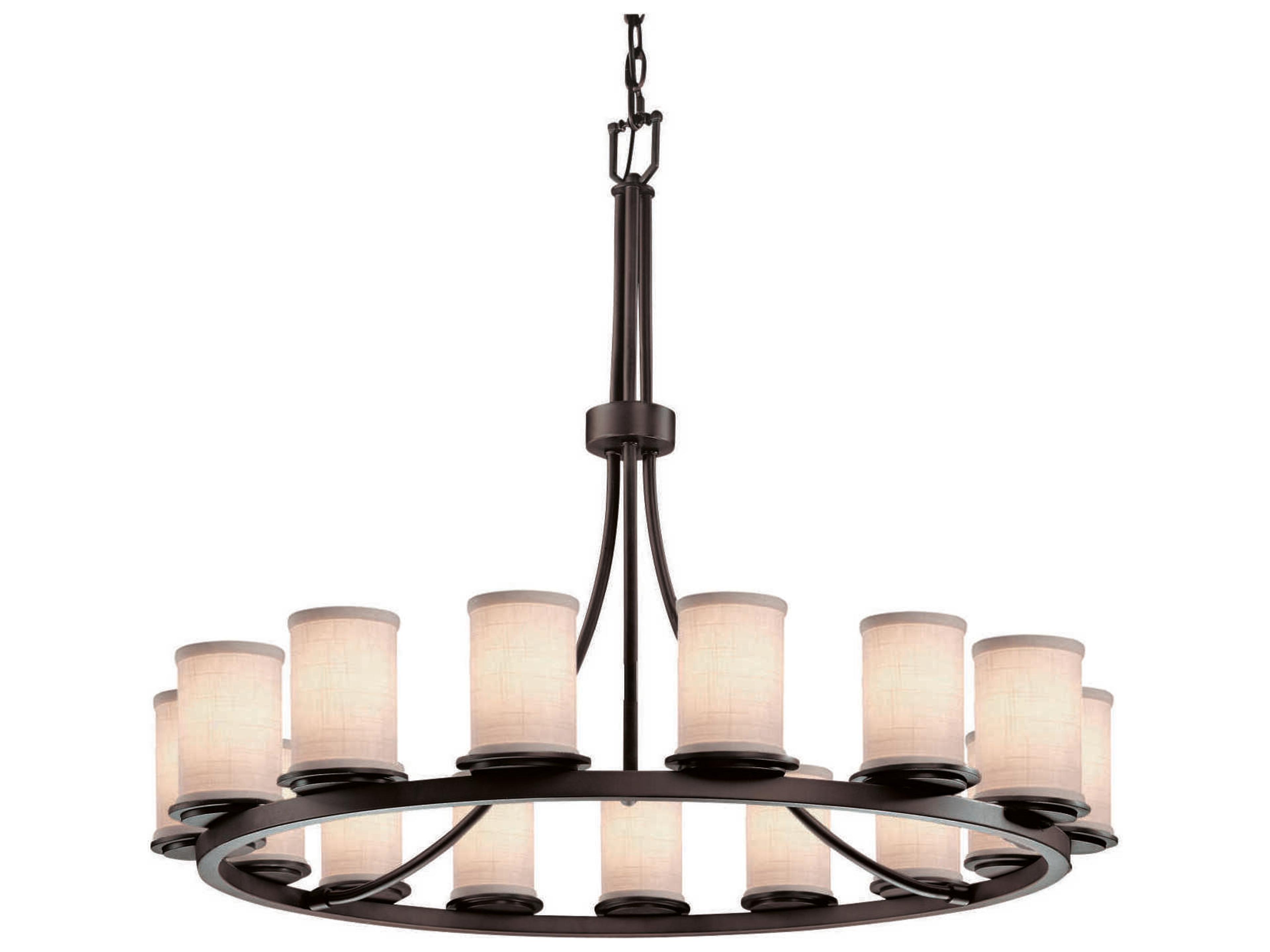 Justice Design Group Textile 15-Light Bronze Cylinder Chandelier