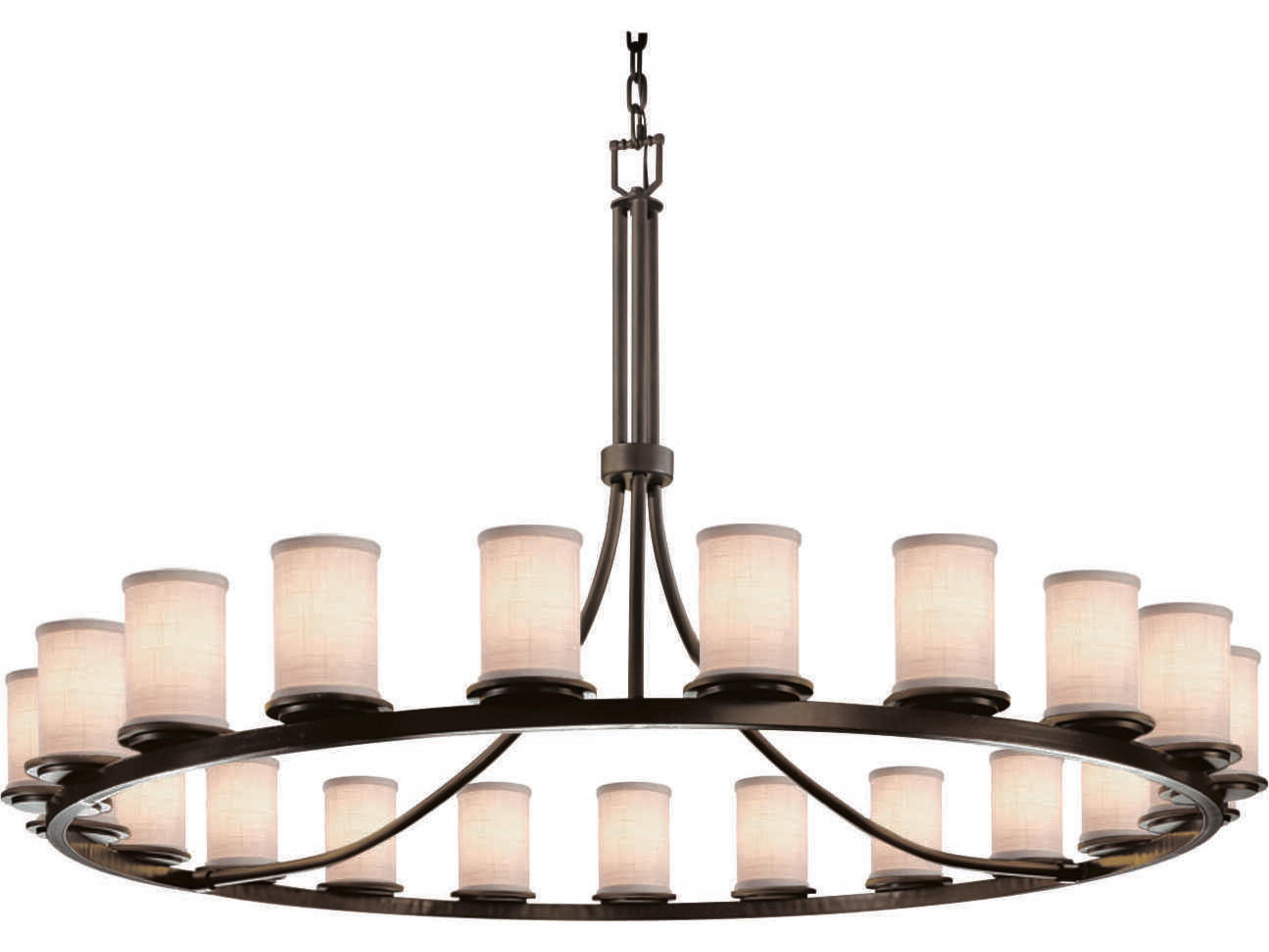 Justice Design Group Textile 21-Light Bronze Cylinder Chandelier