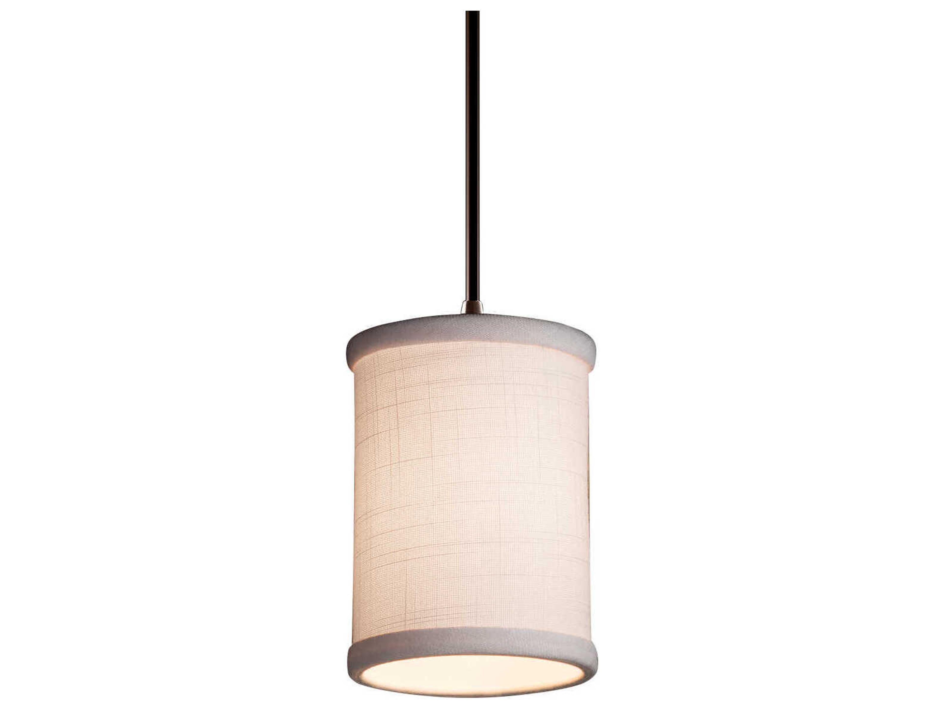 Justice Design Group Textile 1-Light Black Cylinder Mini Pendant