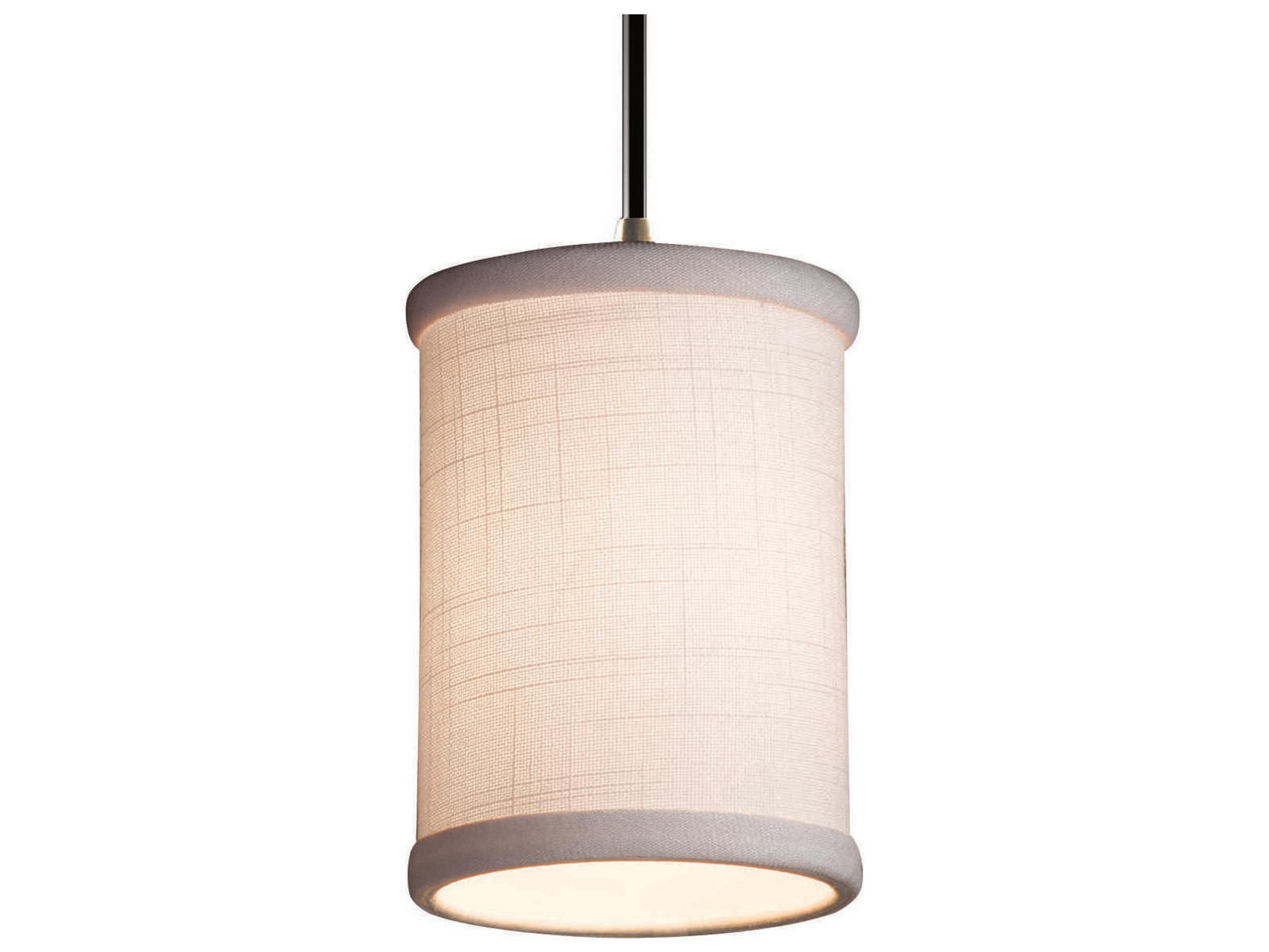 Justice Design Group Textile 1-Light Black Cylinder Mini Pendant