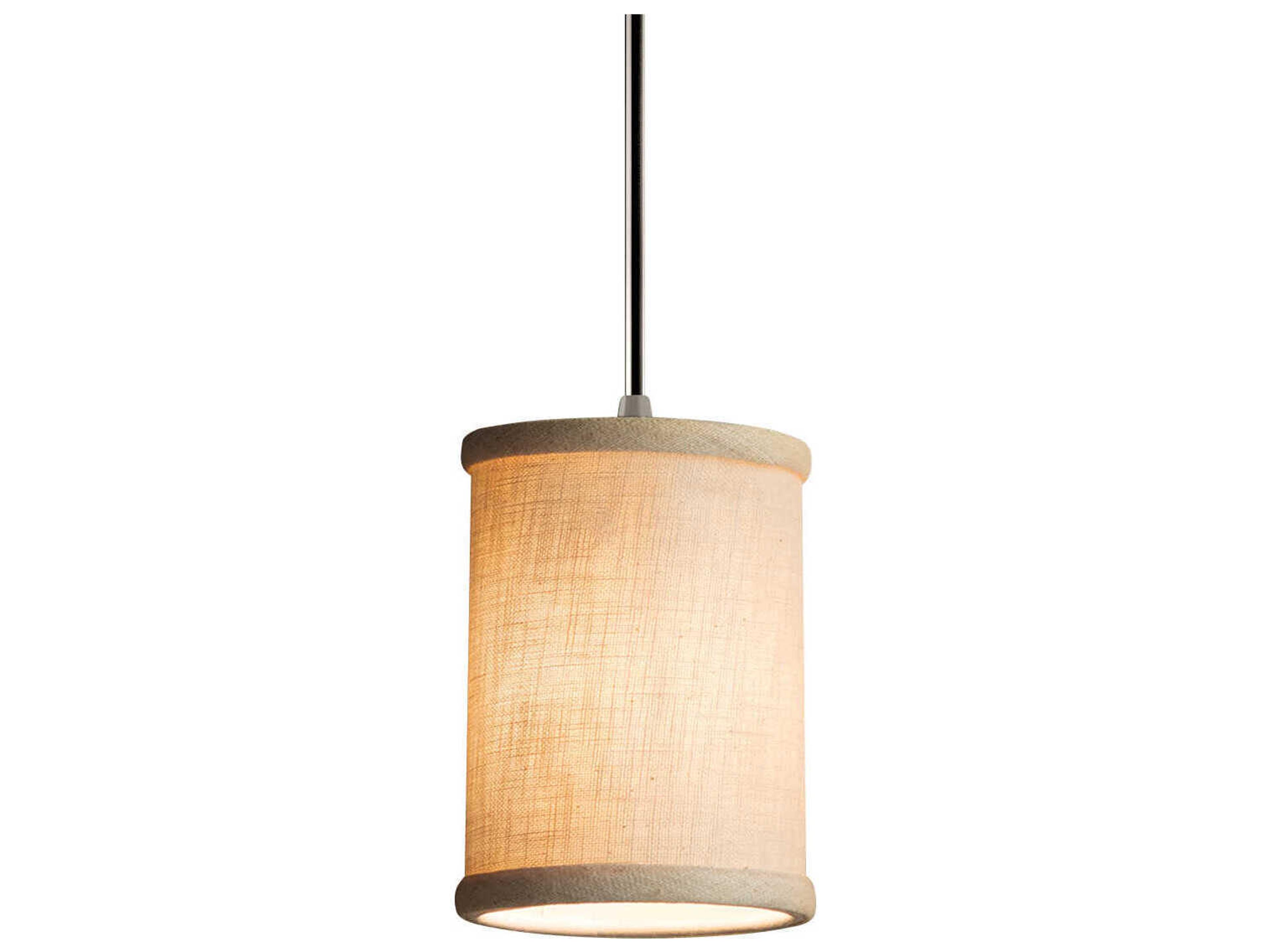Justice Design Group Textile 1-Light Black Cylinder Mini Pendant