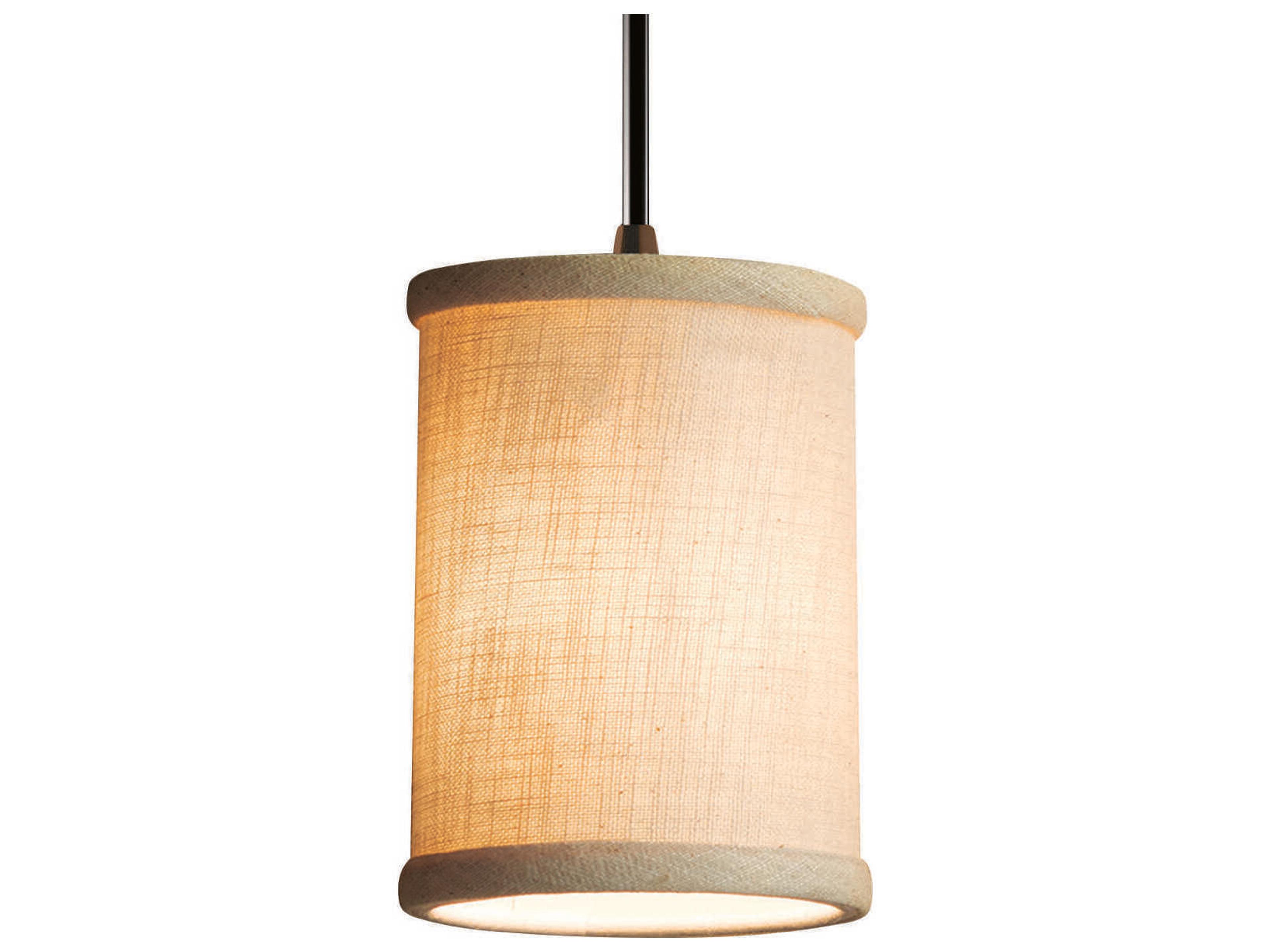 Justice Design Group Textile 1-Light Black Cylinder Mini Pendant