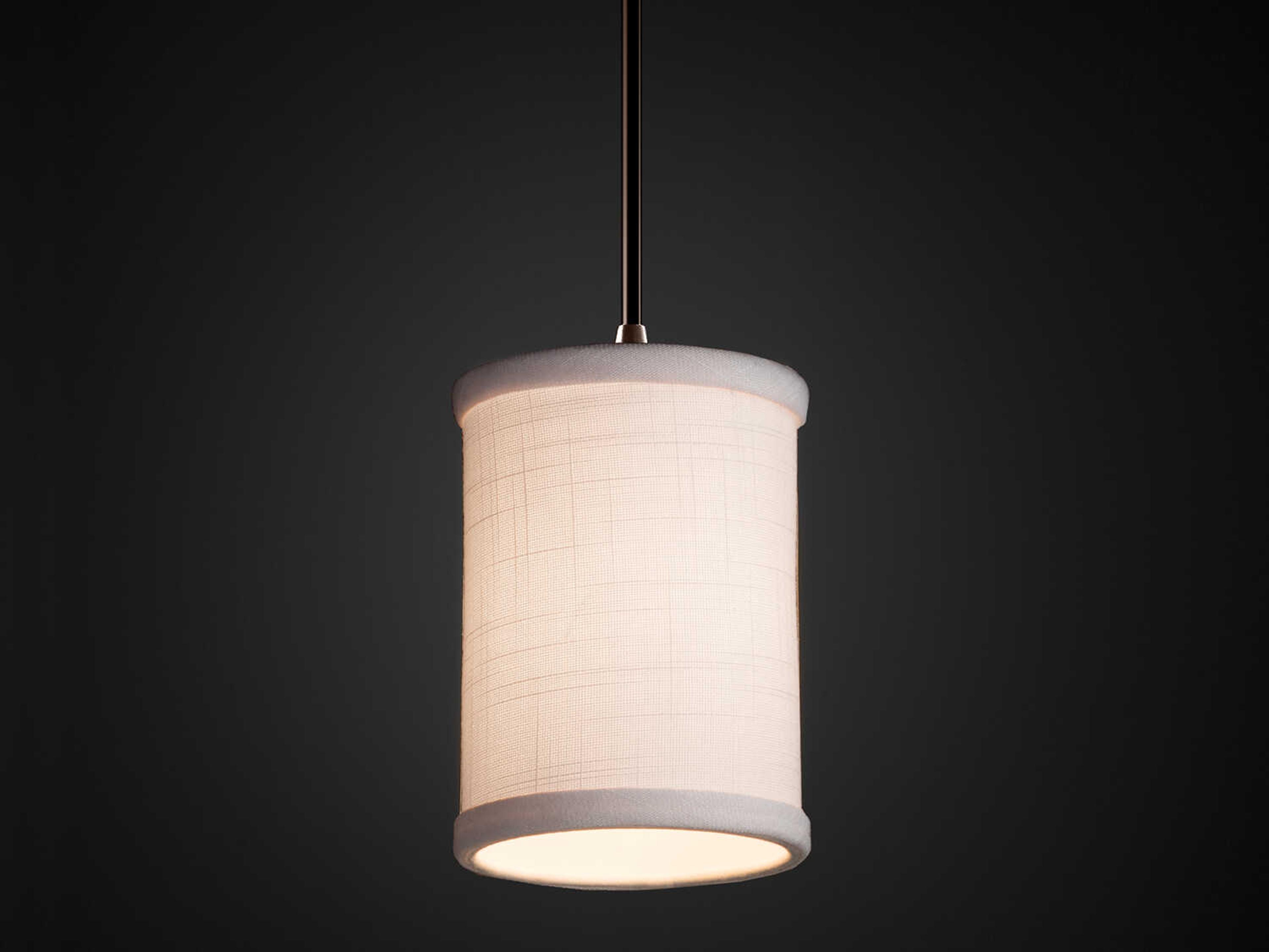 Justice Design Group Textile 1-Light Black Cylinder Mini Pendant