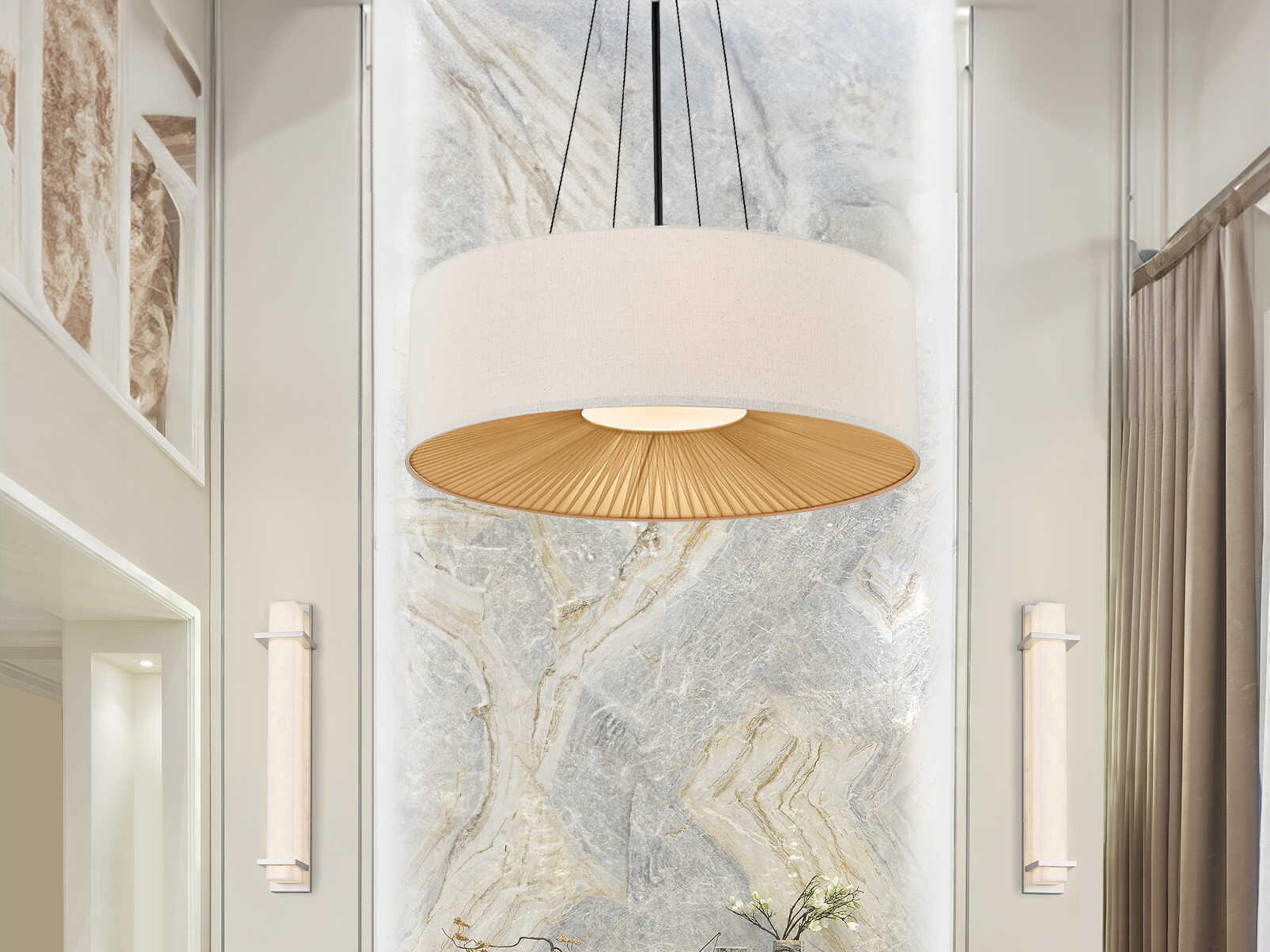 Justice Design Group Textile Warren 8-Light Matte Black Off White Drum Pendant