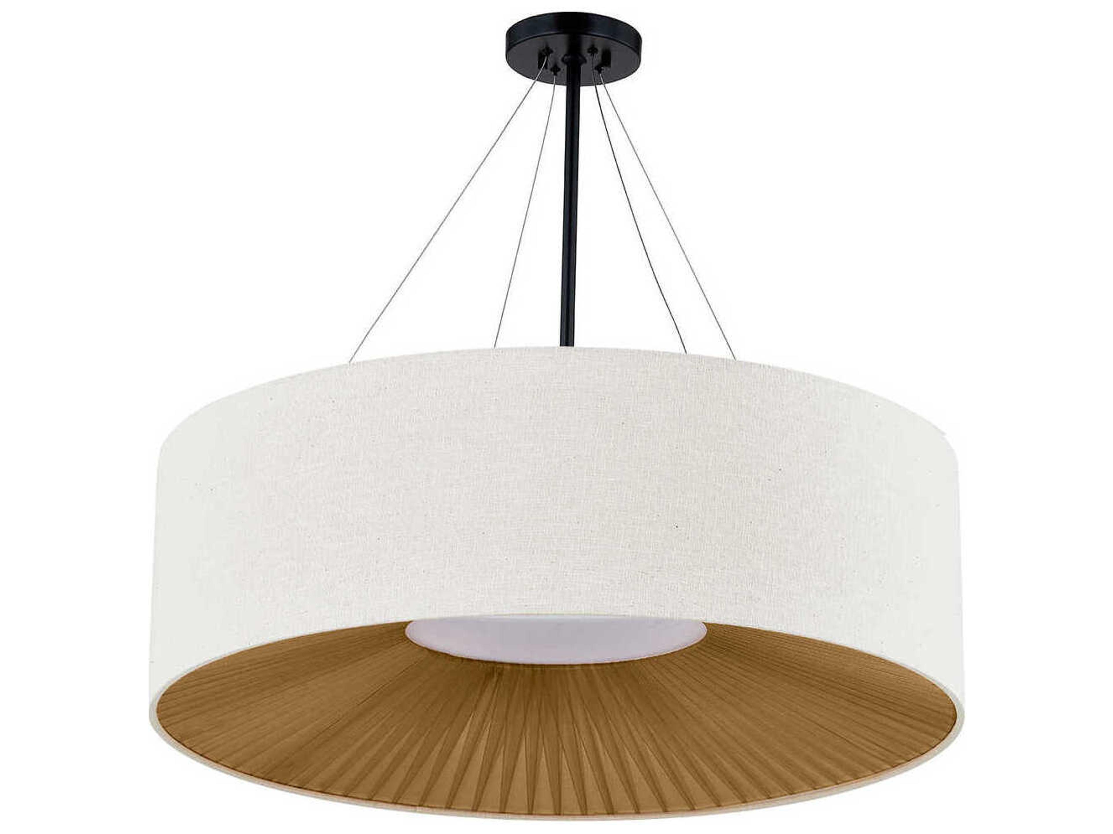 Justice Design Group Textile Warren 8-Light Matte Black Off White Drum Pendant
