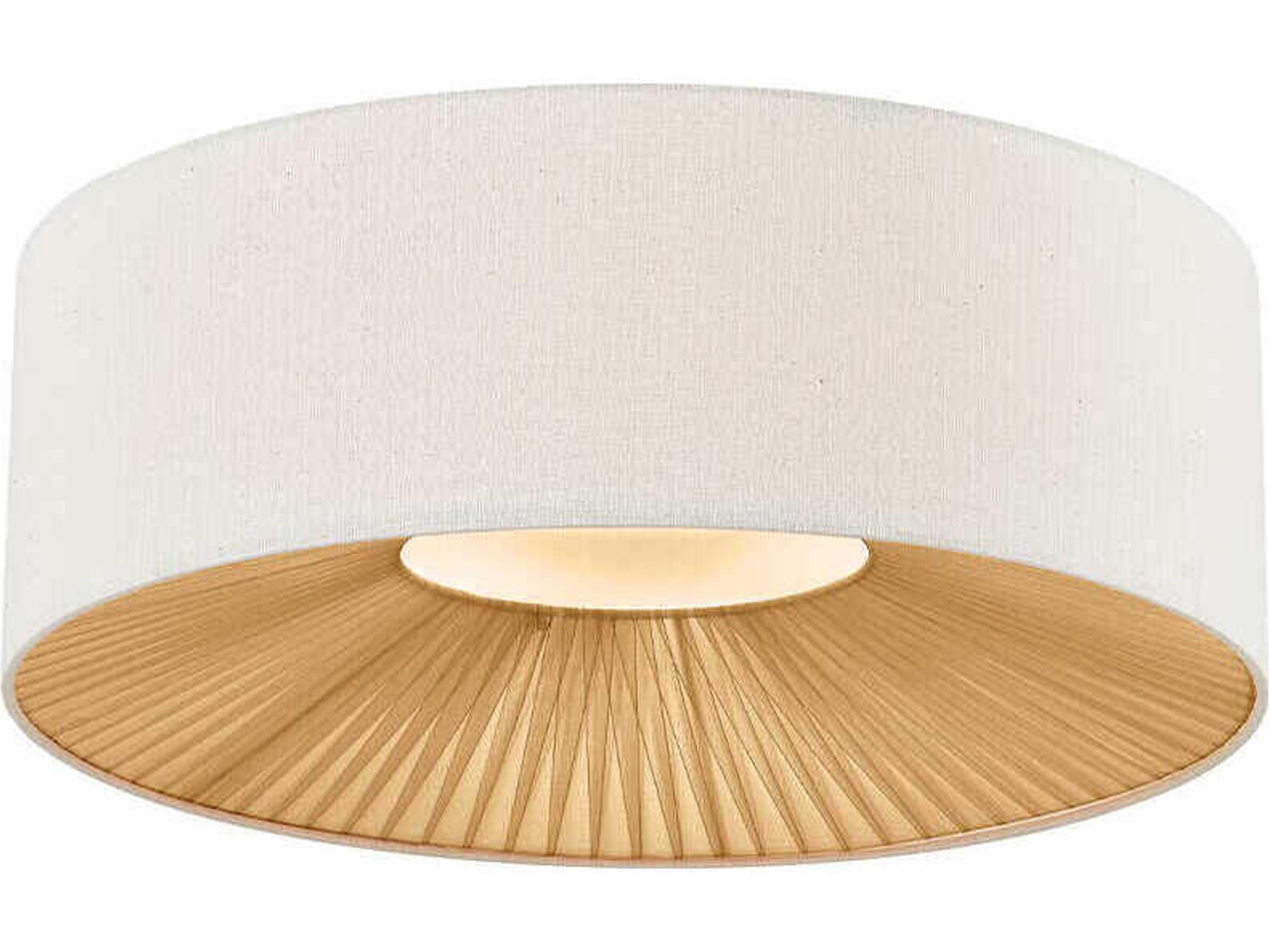 Textile Warren 4-Light Matte Black Off White Drum Flush Mount