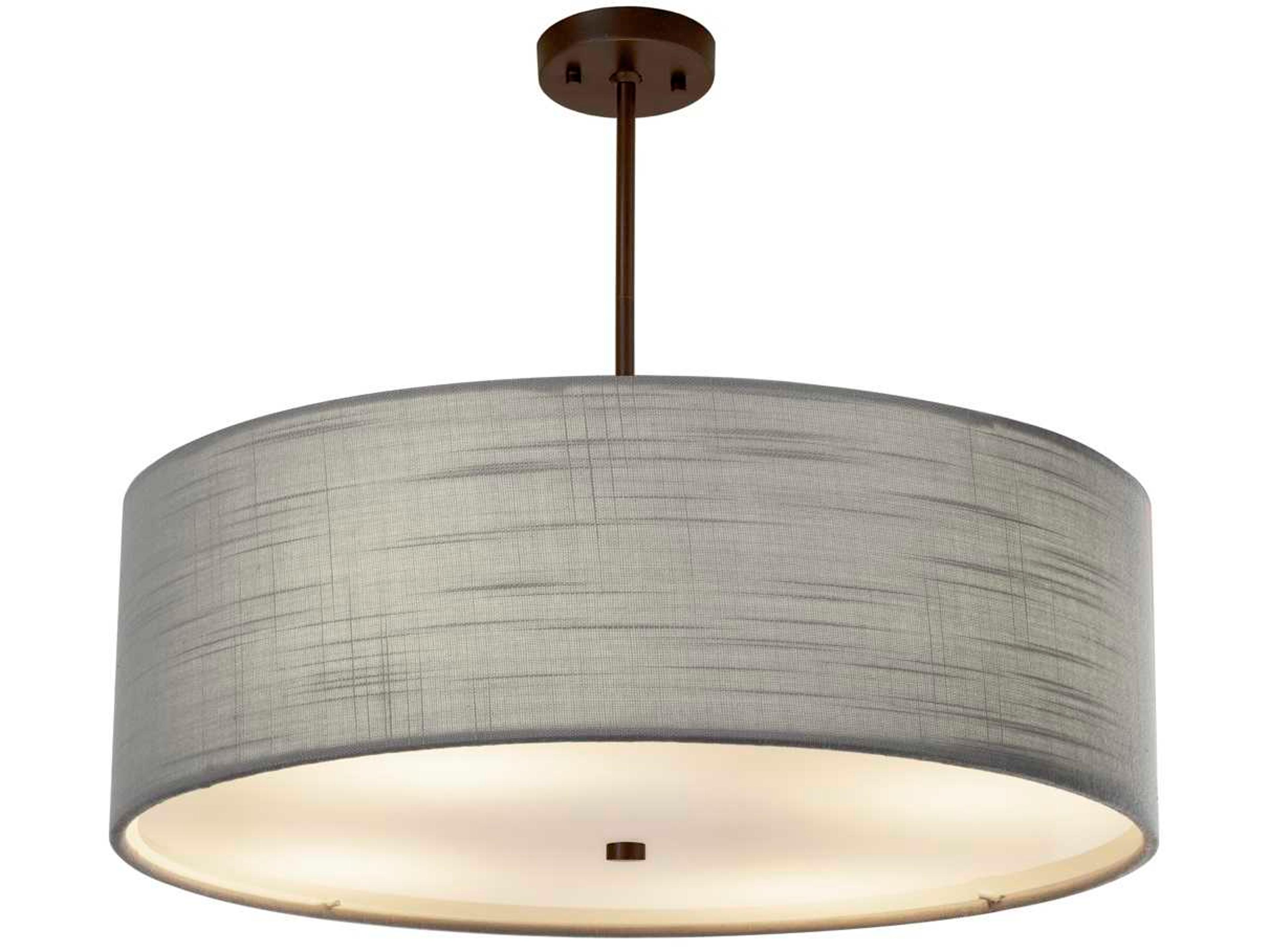 Justice Design Group Textile 6-Light Bronze Drum Pendant