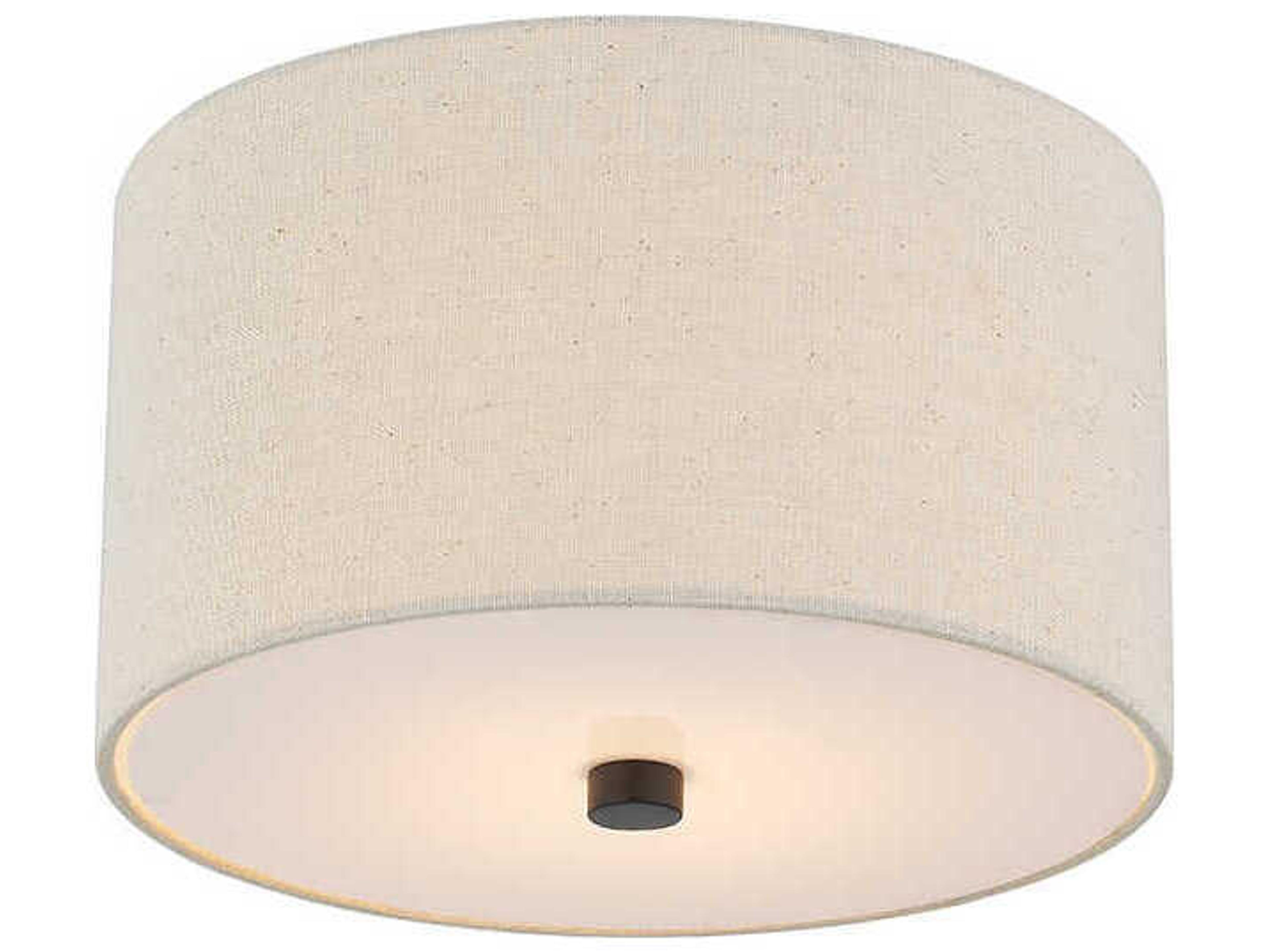 Justice Design Group Textile Classic 2-Light Off White Drum Flush Mount